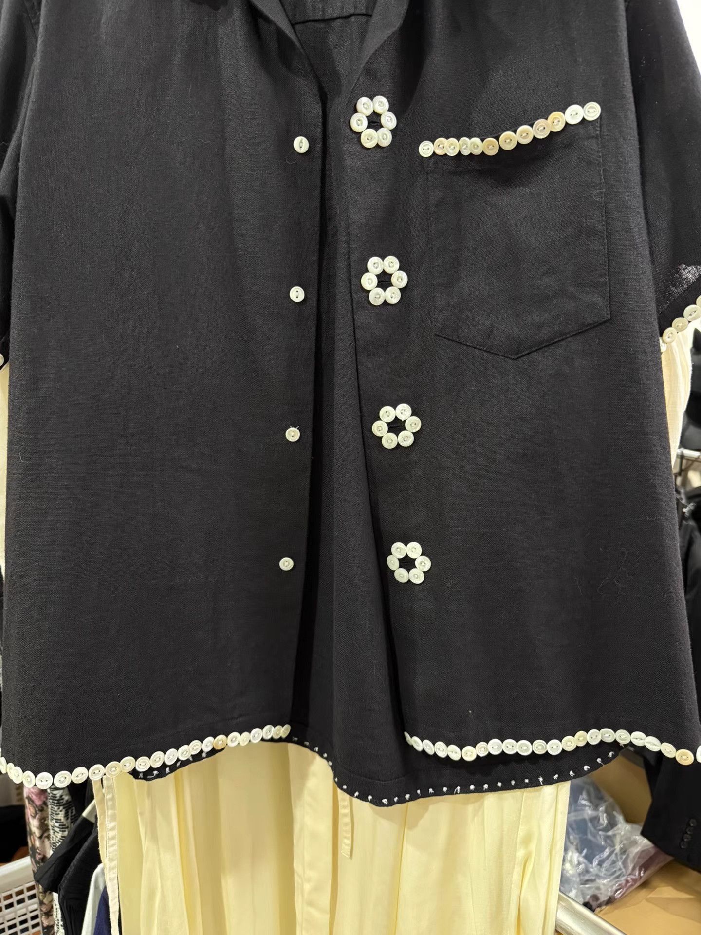 Bode Black Short-Sleeve Shirt with Decorative Button Details Size US XL / EU 56 / 4 - 3 Thumbnail