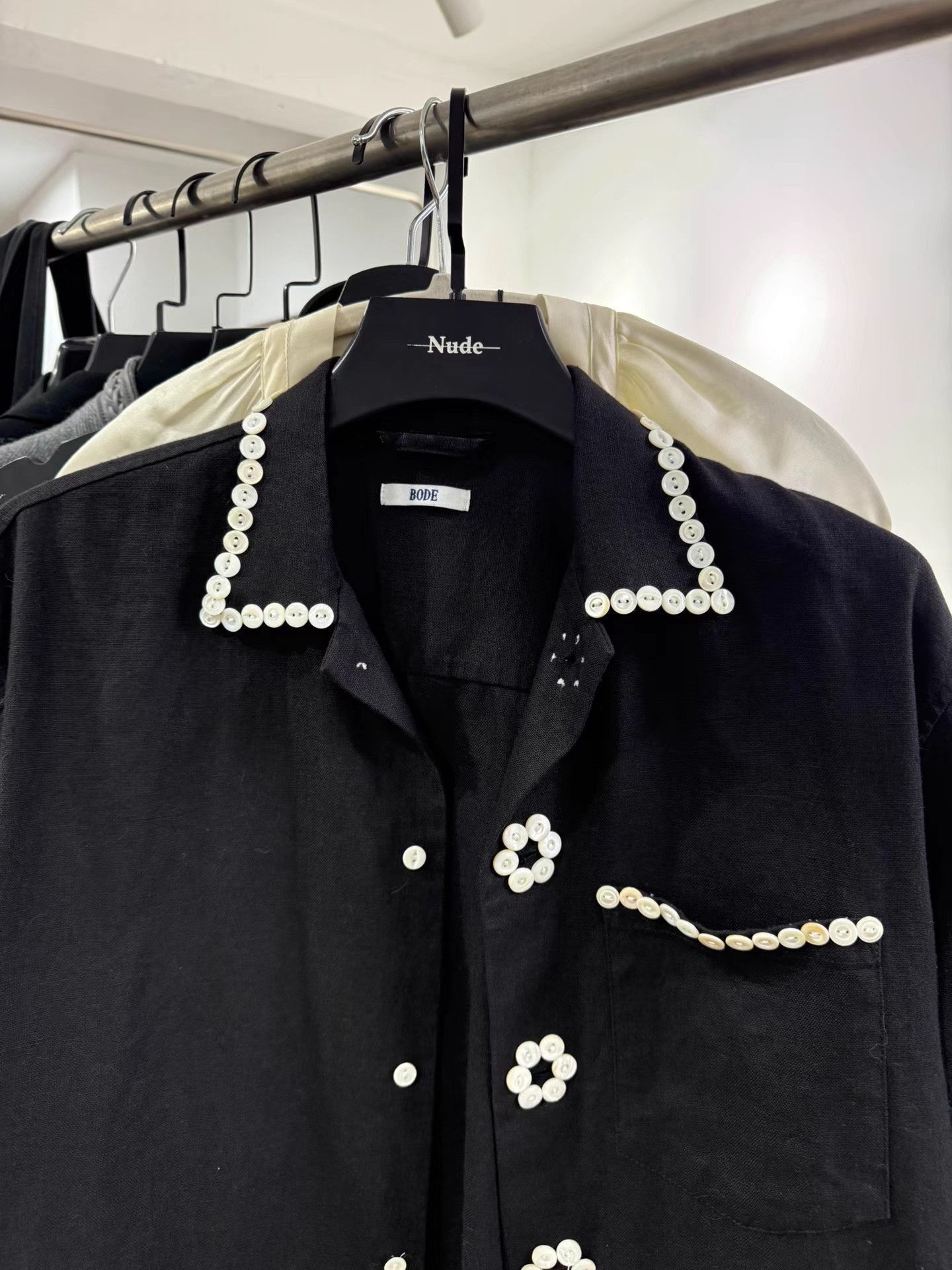 Bode Black Short-Sleeve Shirt with Decorative Button Details Size US XL / EU 56 / 4 - 2 Thumbnail