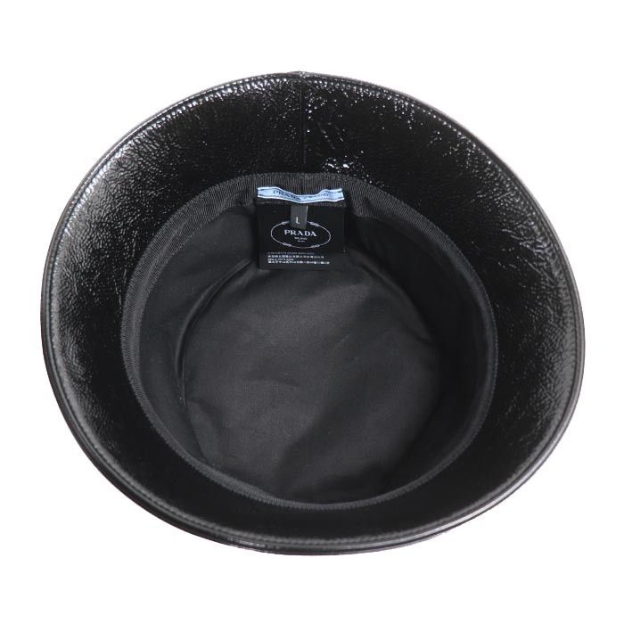 Prada Prada Prada Triangle Logo Patent Leather Lambskin Bucket Hat Leather Hats 1HC137 2DNT F0002 DUTY FREE for USA Size ONE SIZE - 5 Thumbnail