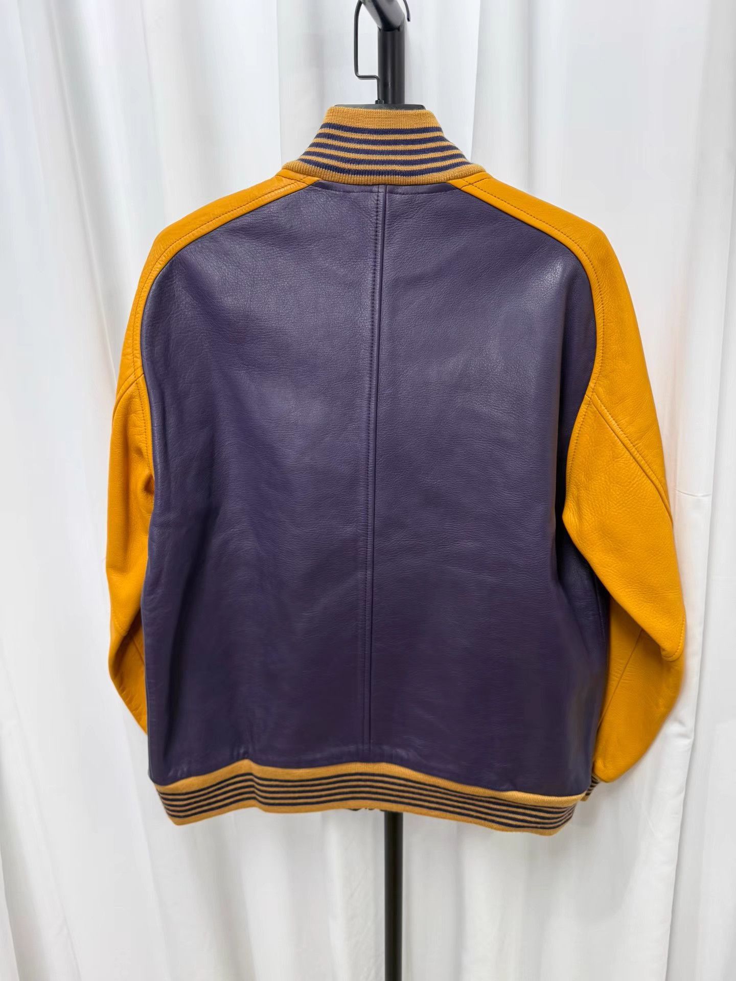 Needles Orange Leather Bomber Jacket with Patches - Size L Size US L / EU 52-54 / 3 - 7 Thumbnail