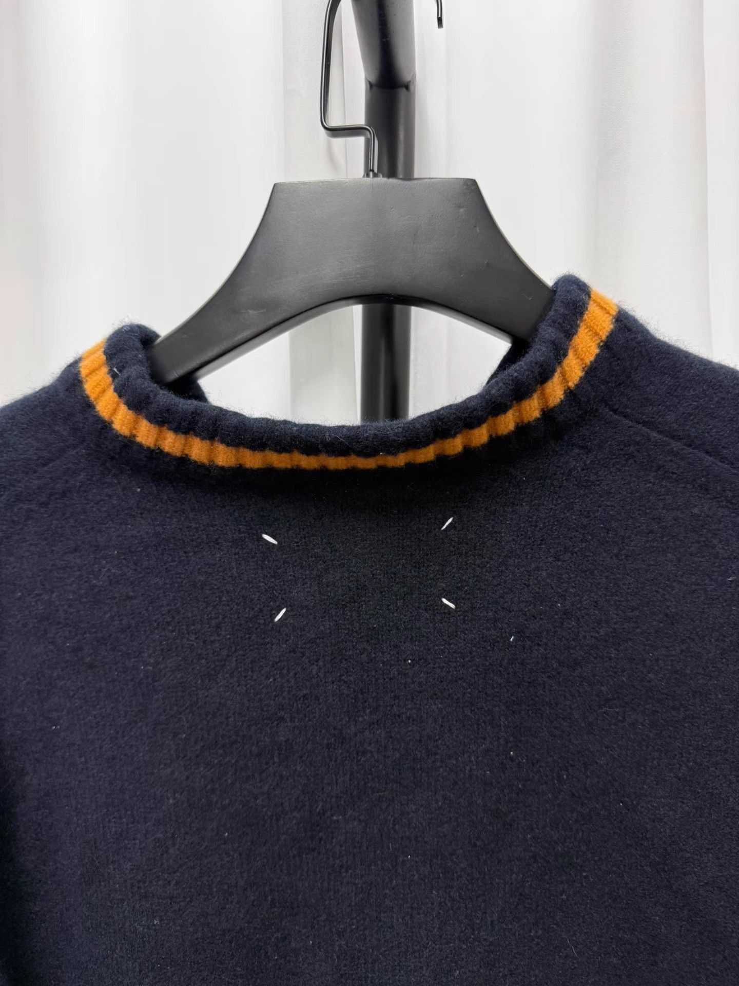 Maison Margiela Black V-Neck Sweater with Orange Trim Size US M / EU 48-50 / 2 - 6 Thumbnail