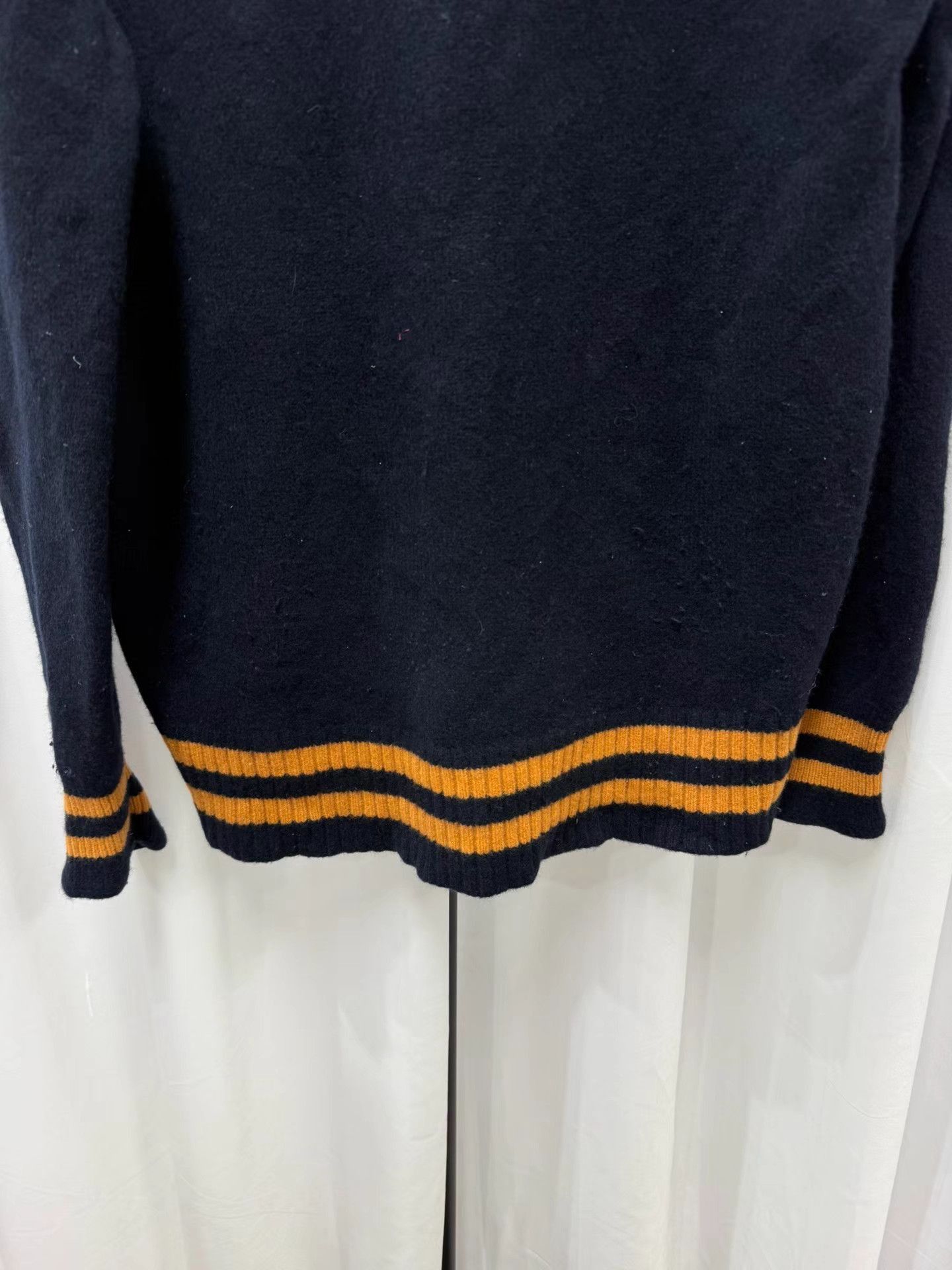 Maison Margiela Black V-Neck Sweater with Orange Trim Size US M / EU 48-50 / 2 - 7 Thumbnail