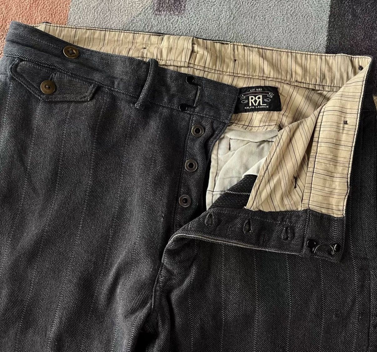 RRL Ralph Lauren Gray Pinstripe Casual Pants Size 34 Size US 34 / EU 50 - 4 Thumbnail