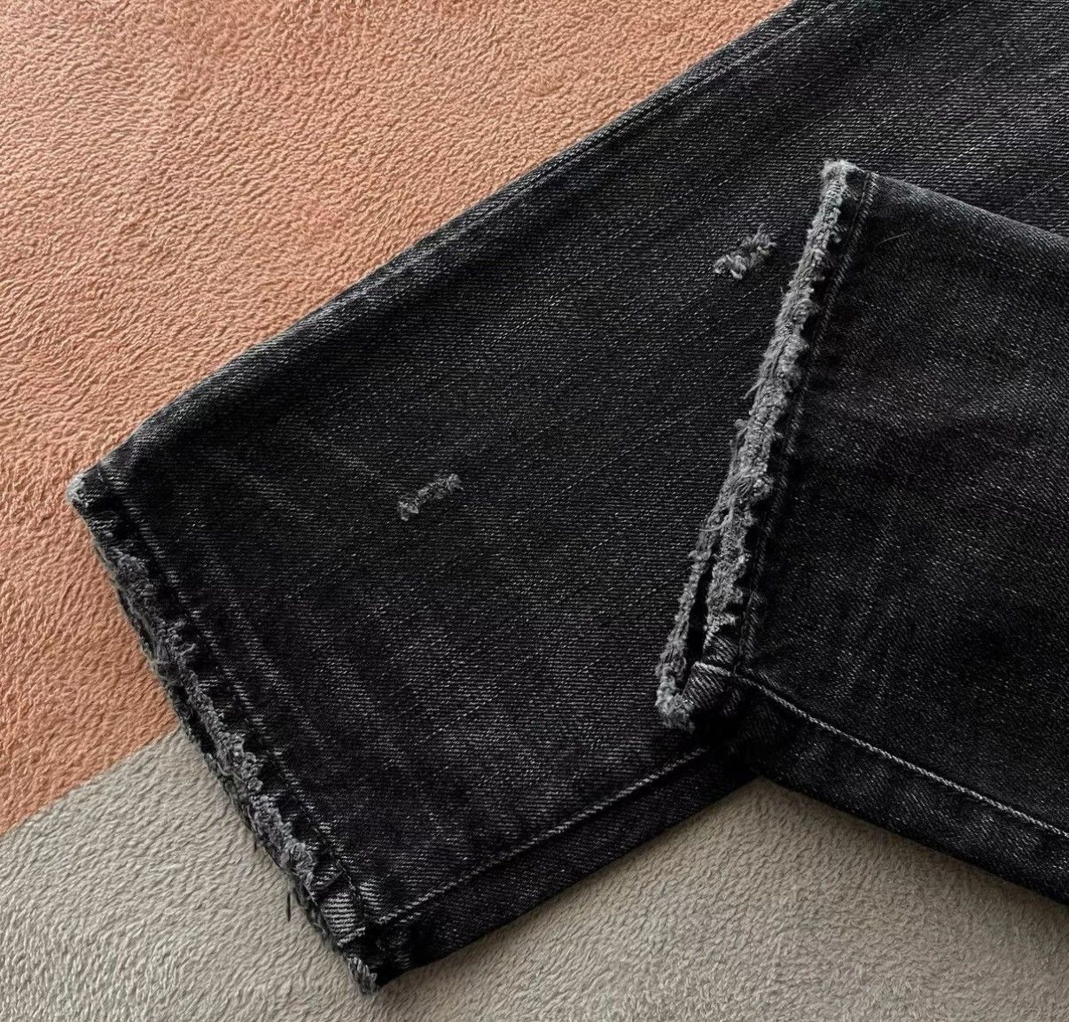 RRL Ralph Lauren Black Distressed Denim Jeans with Plaid Patches Size US 30 / EU 46 - 7 Thumbnail