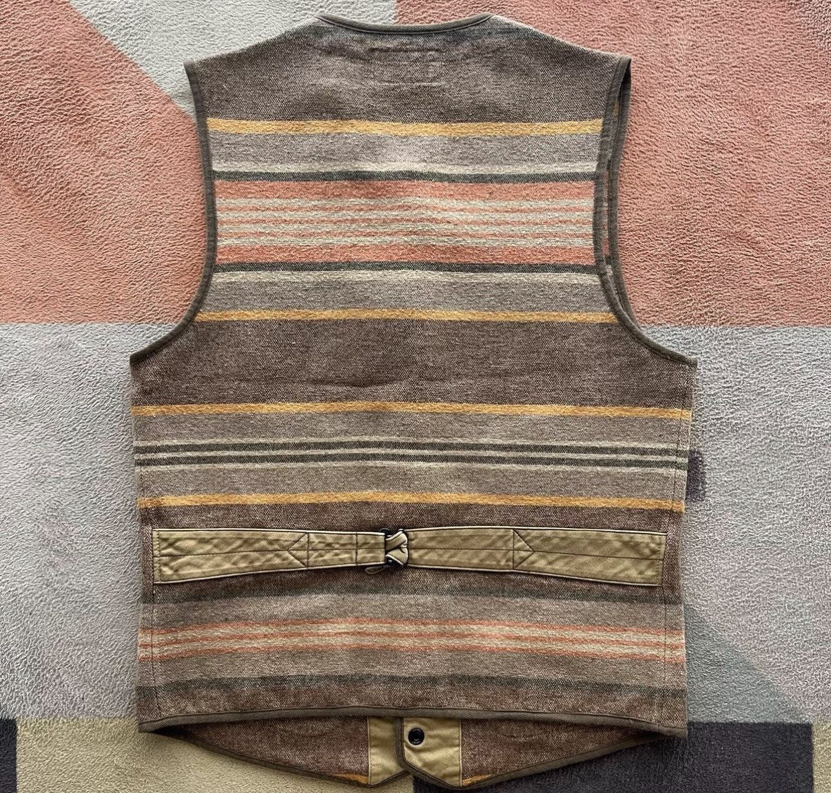 RRL Ralph Lauren Beige Striped Button-Front Vest XS Size US XS / EU 42 / 0 - 3 Thumbnail