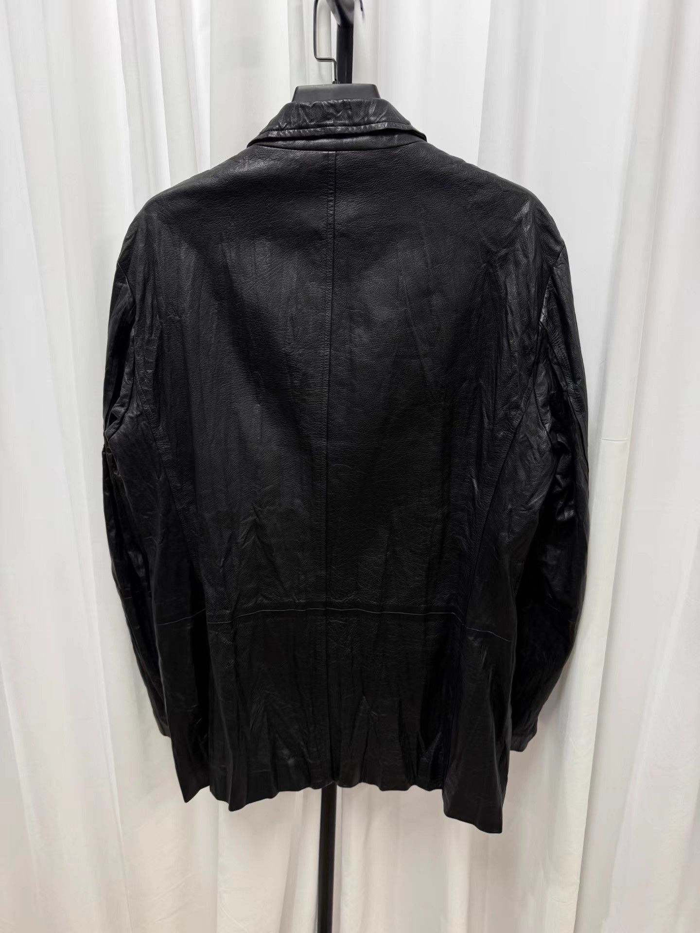 Issey Miyake Black Leather Button-Front Jacket Size US L / EU 52-54 / 3 - 7 Thumbnail
