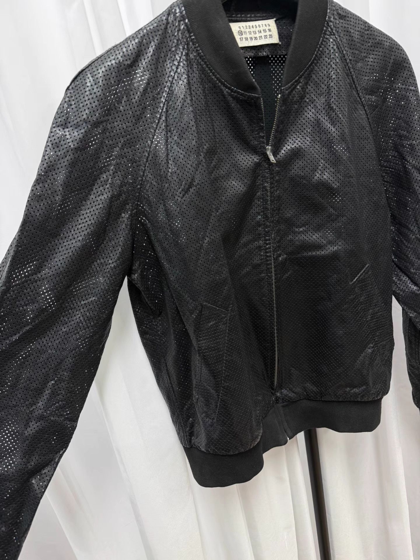 Maison Margiela Black Perforated Bomber Jacket Size M Size US M / EU 48-50 / 2 - 5 Thumbnail