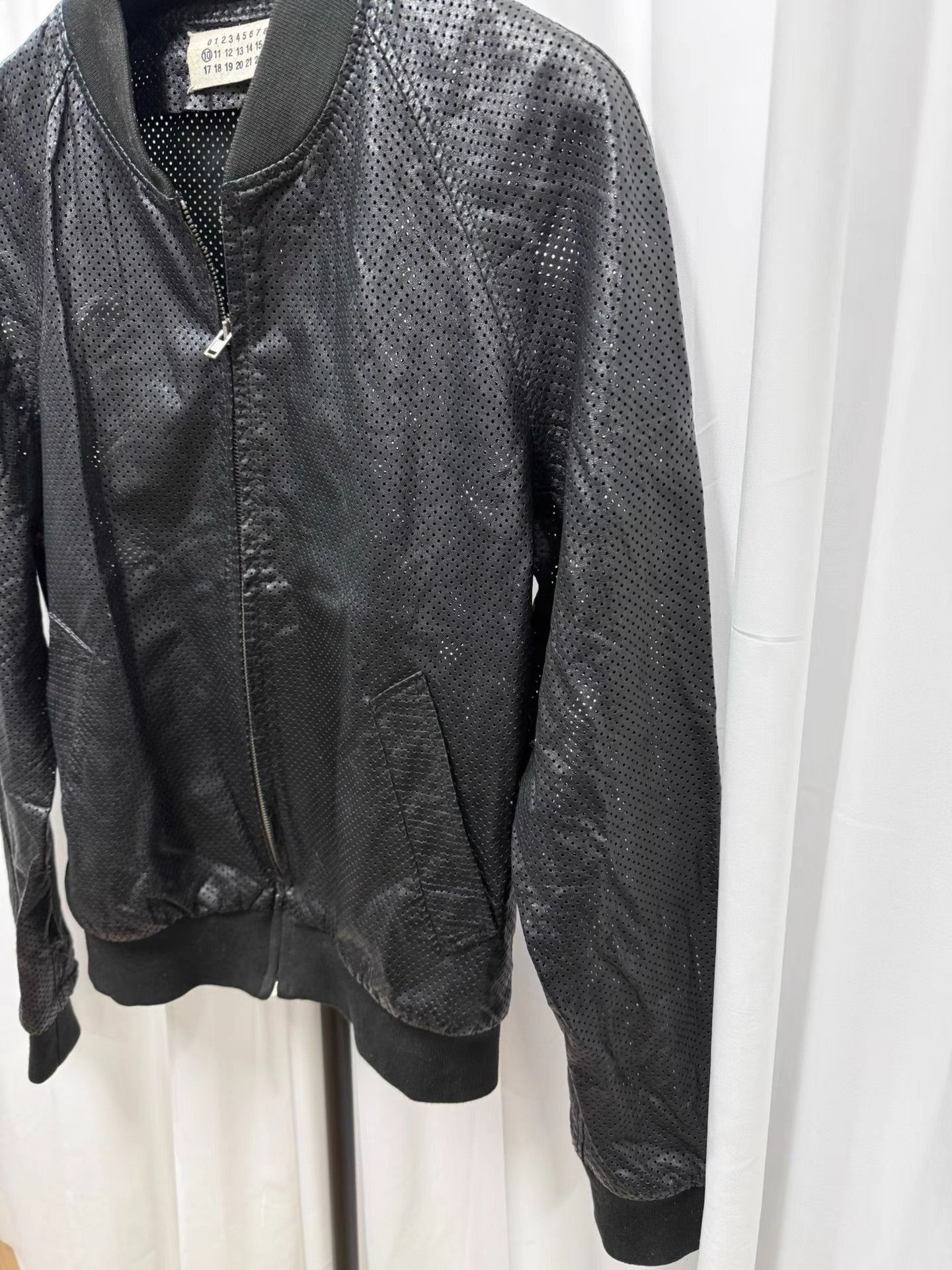 Maison Margiela Black Perforated Bomber Jacket Size M Size US M / EU 48-50 / 2 - 2 Thumbnail