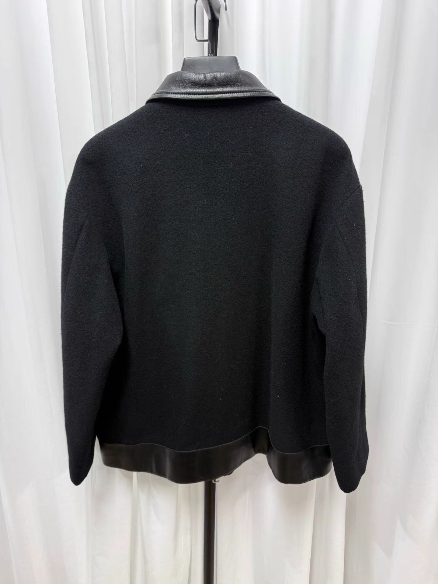 Yohji Yamamoto Black Jacket with Leather Collar & Zip Closure Size US L / EU 52-54 / 3 - 6 Thumbnail