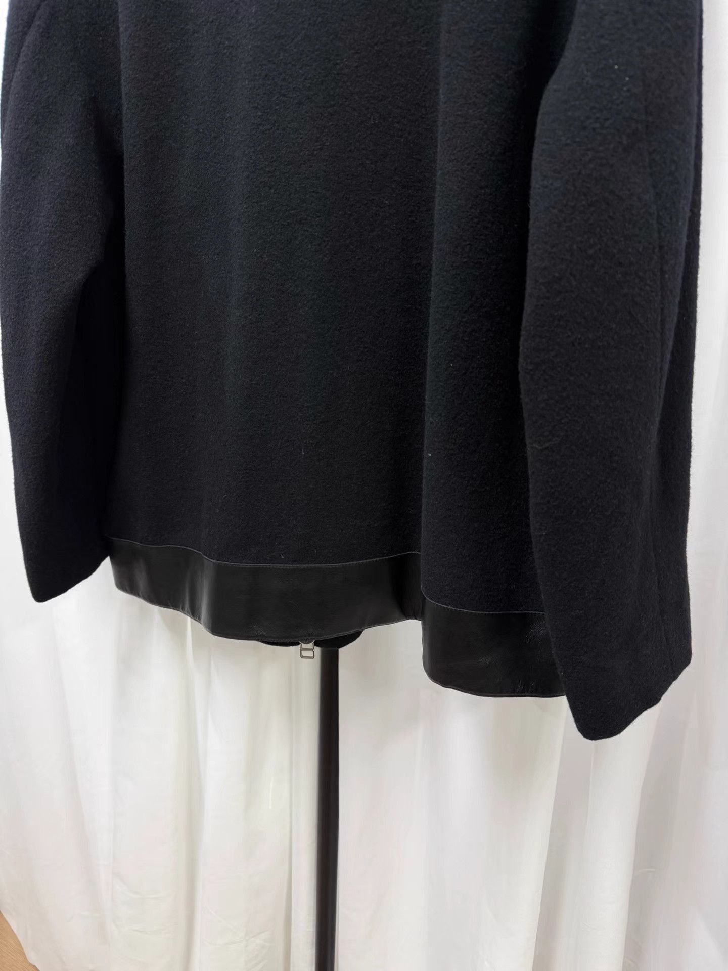 Yohji Yamamoto Black Jacket with Leather Collar & Zip Closure Size US L / EU 52-54 / 3 - 7 Thumbnail