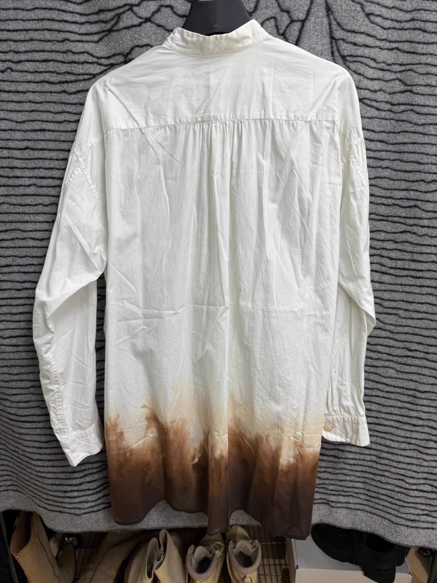 Issey Miyake White Gradient Long Sleeve Button-Up Shirt XL Size US XL / EU 56 / 4 - 6 Thumbnail