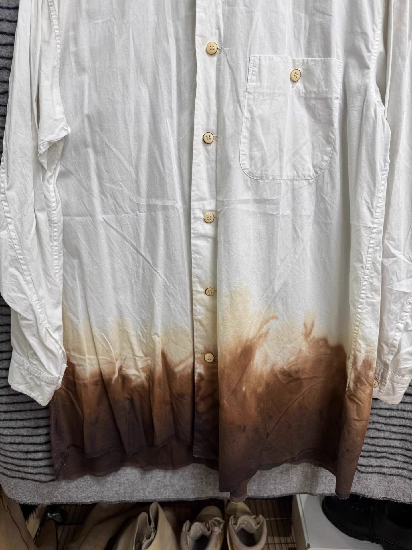 Issey Miyake White Gradient Long Sleeve Button-Up Shirt XL Size US XL / EU 56 / 4 - 3 Thumbnail