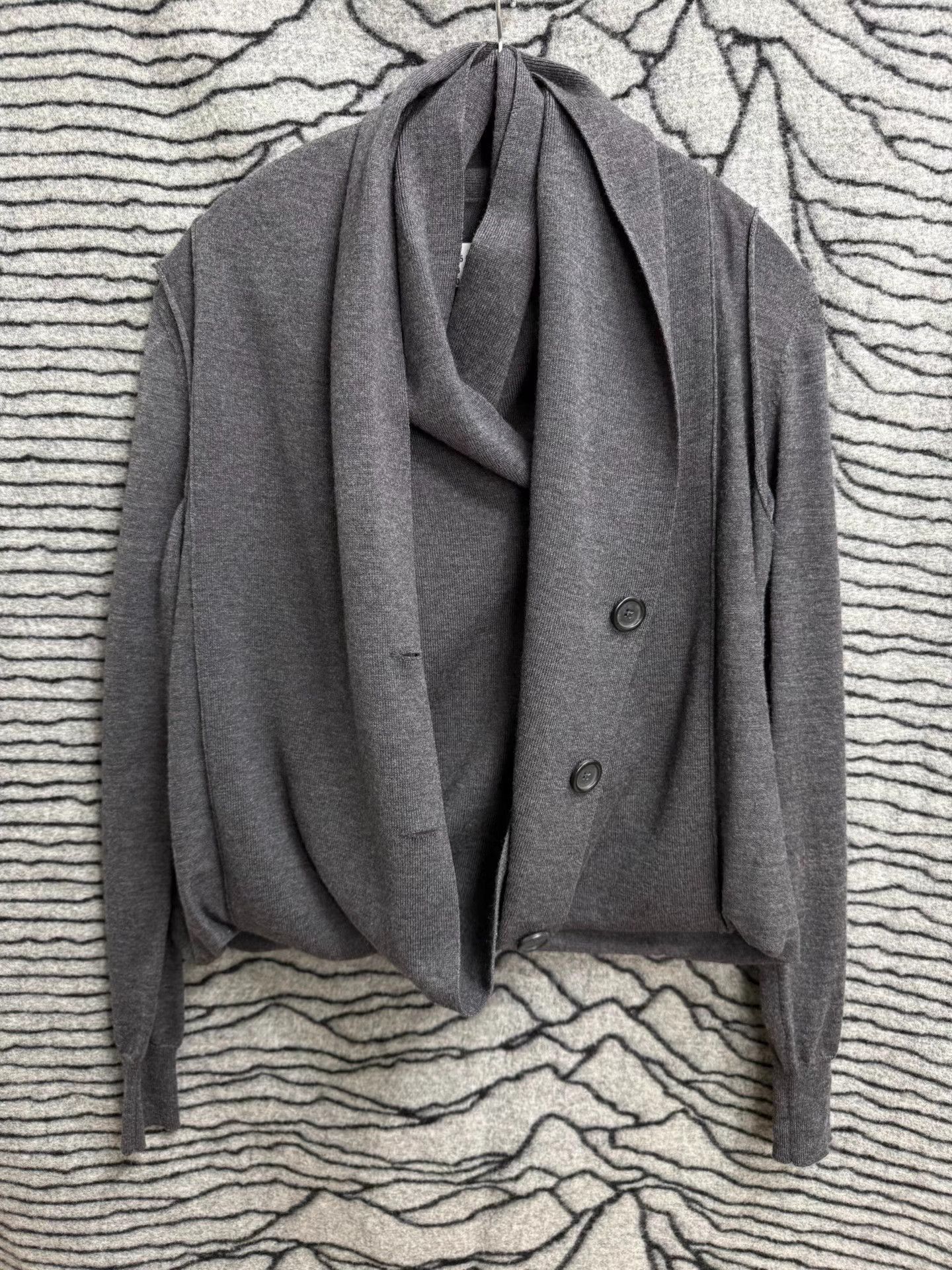 Maison Margiela Gray Longline Open-Front Knit Cardigan Size US S / EU 44-46 / 1 - 5 Thumbnail