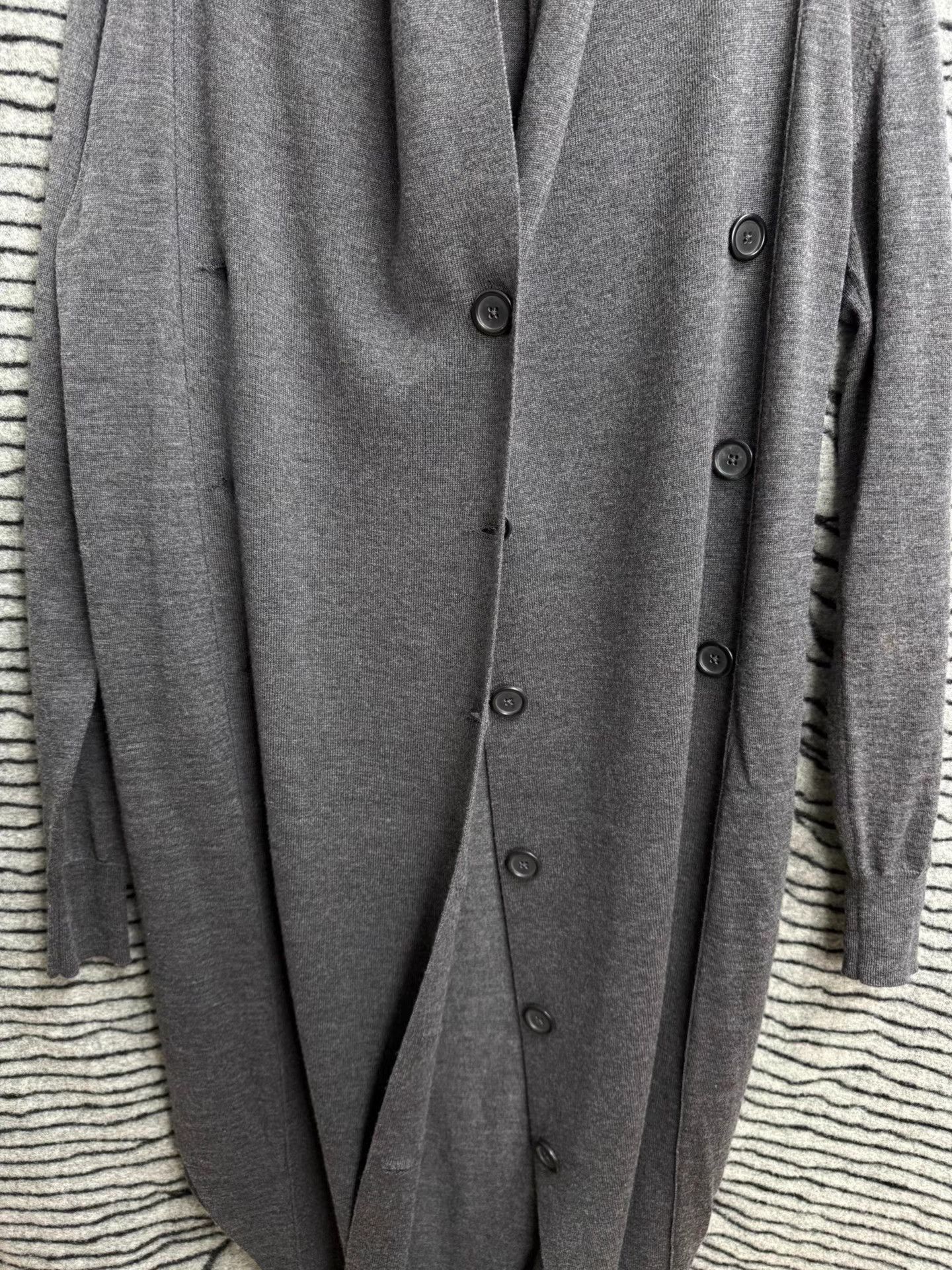 Maison Margiela Gray Longline Open-Front Knit Cardigan Size US S / EU 44-46 / 1 - 4 Thumbnail