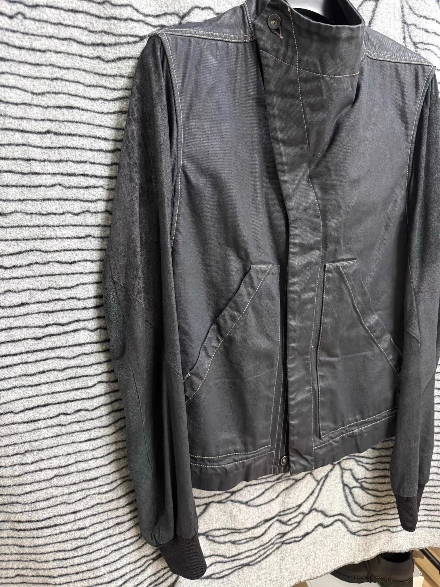 Rick Owens Black Leather Jacket with Asymmetric Zip - Size M Size US M / EU 48-50 / 2 - 3 Thumbnail