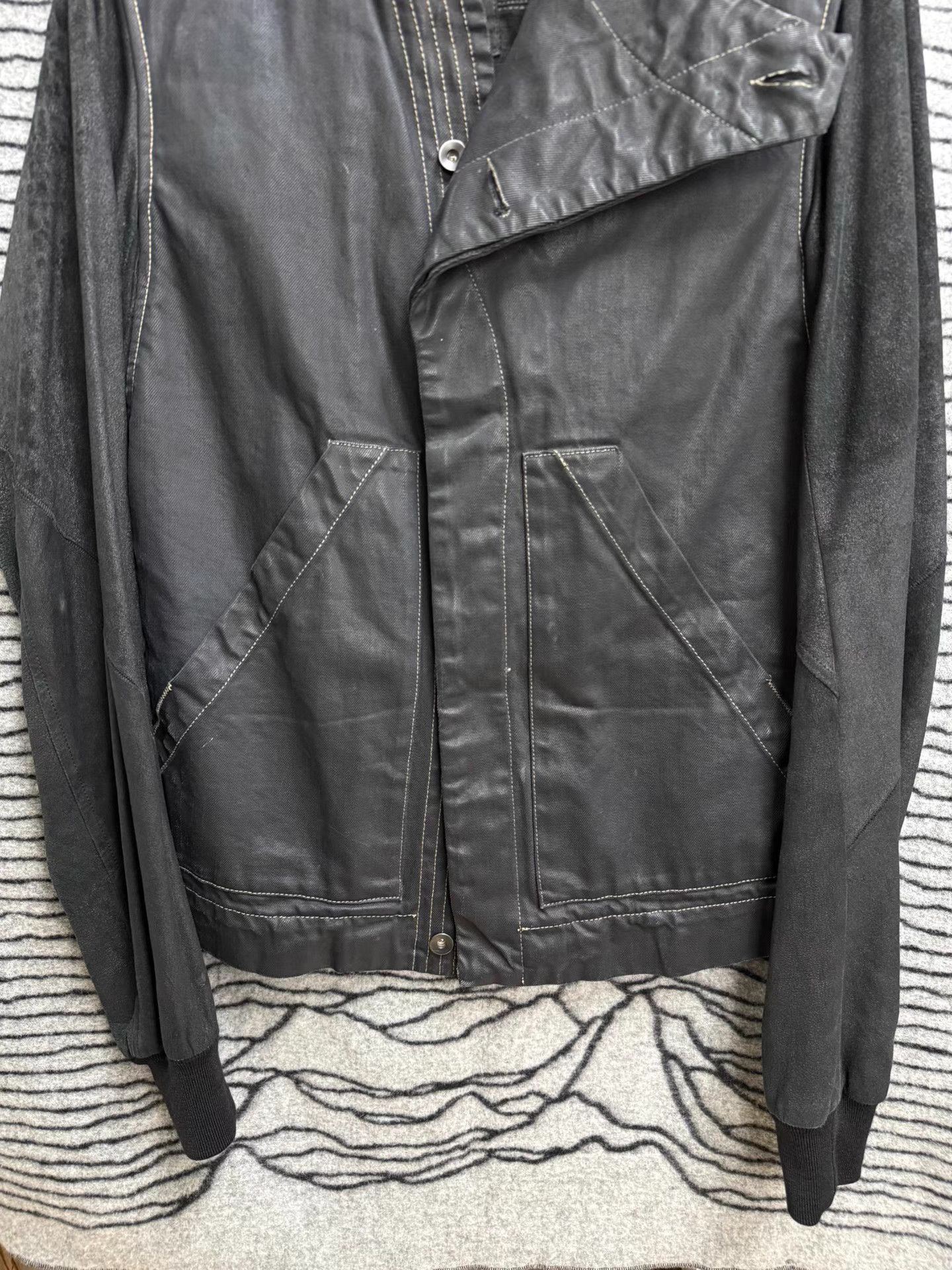 Rick Owens Black Leather Jacket with Asymmetric Zip - Size M Size US M / EU 48-50 / 2 - 5 Thumbnail