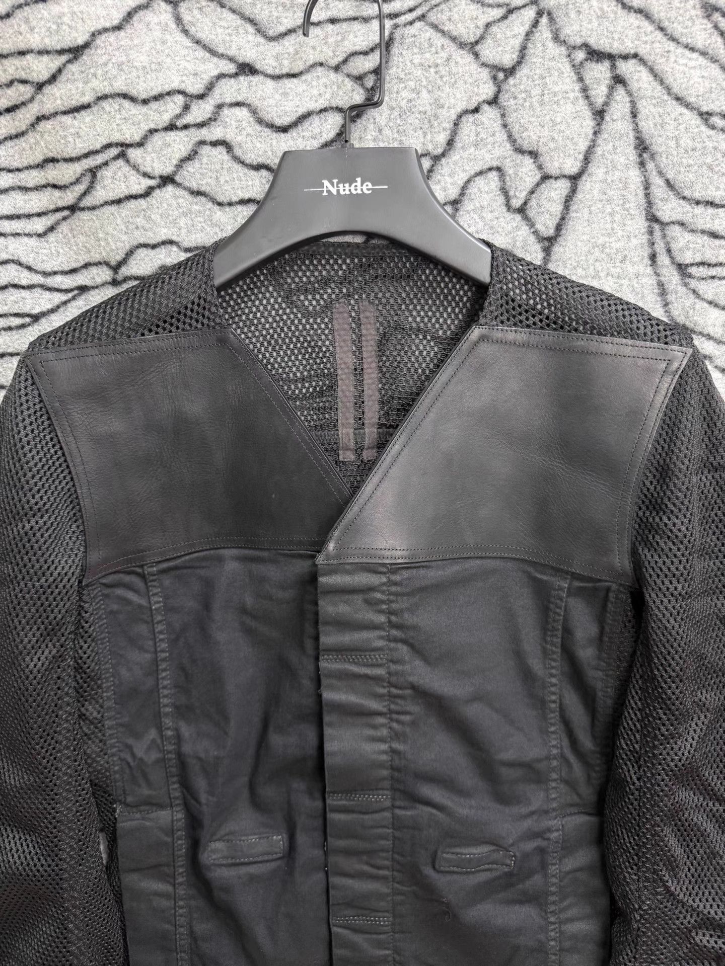 Rick Owens Black Mesh Panel Leather Accent Jacket Size M Size US M / EU 48-50 / 2 - 4 Thumbnail