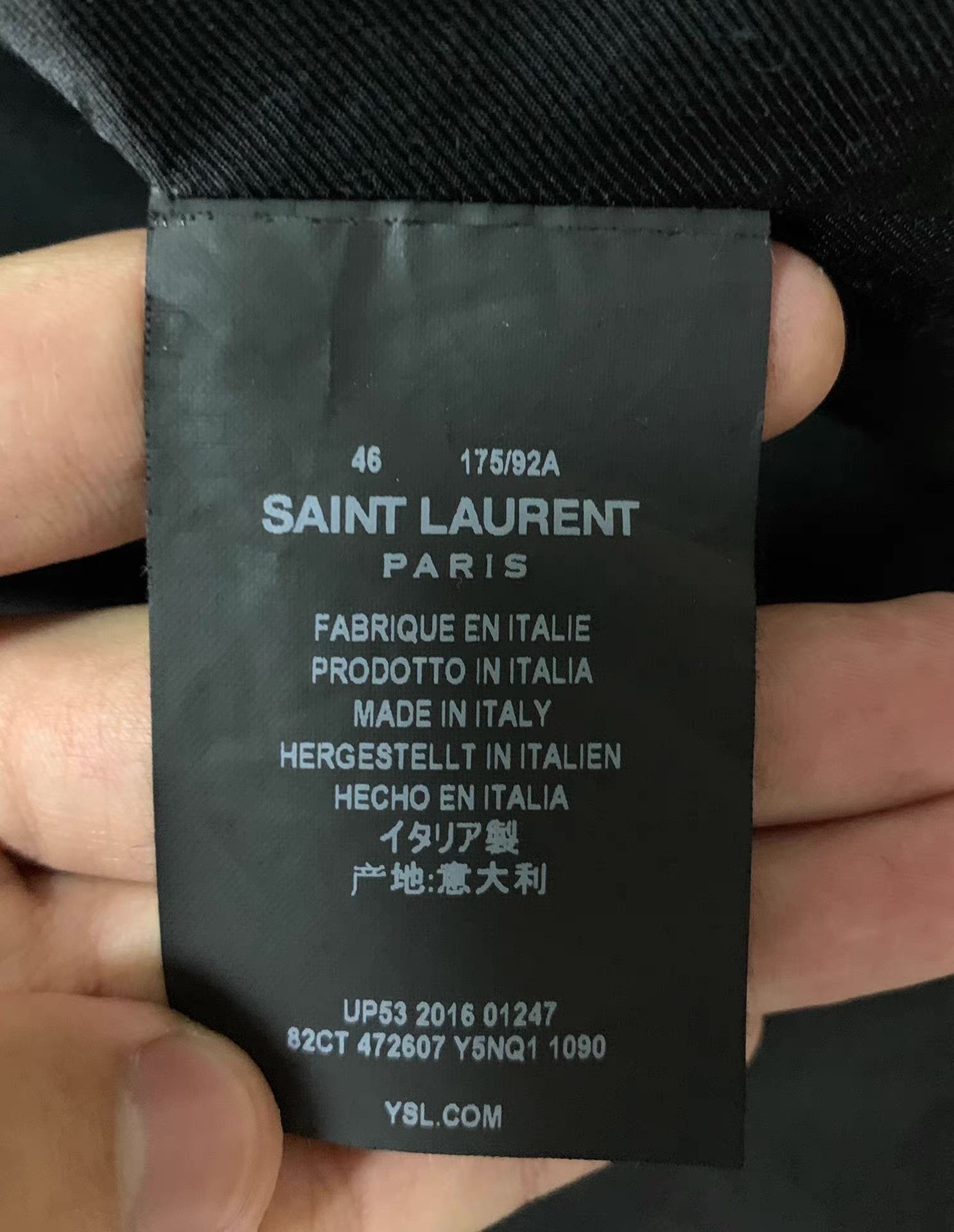 Saint Laurent Paris Black Leather Bomber Jacket with Leopard Print Back - M Size US M / EU 48-50 / 2 - 5 Thumbnail