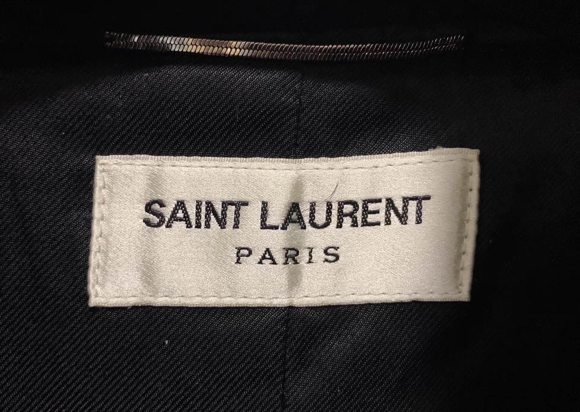 Saint Laurent Paris Black Leather Bomber Jacket with Leopard Print Back - M Size US M / EU 48-50 / 2 - 6 Thumbnail