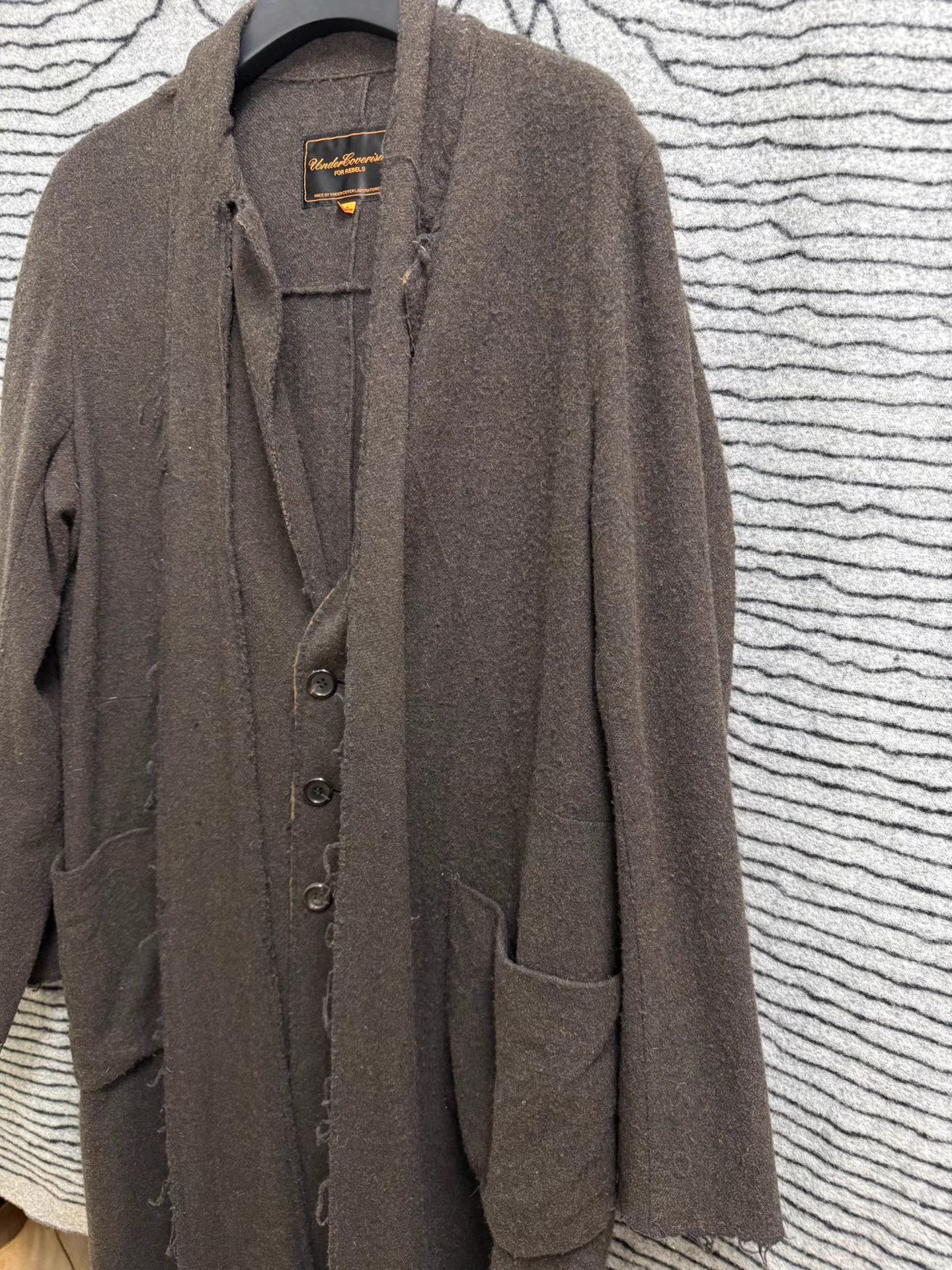 Undercover Brown Longline Coat with Button Front - Size L Size US L / EU 52-54 / 3 - 4 Thumbnail