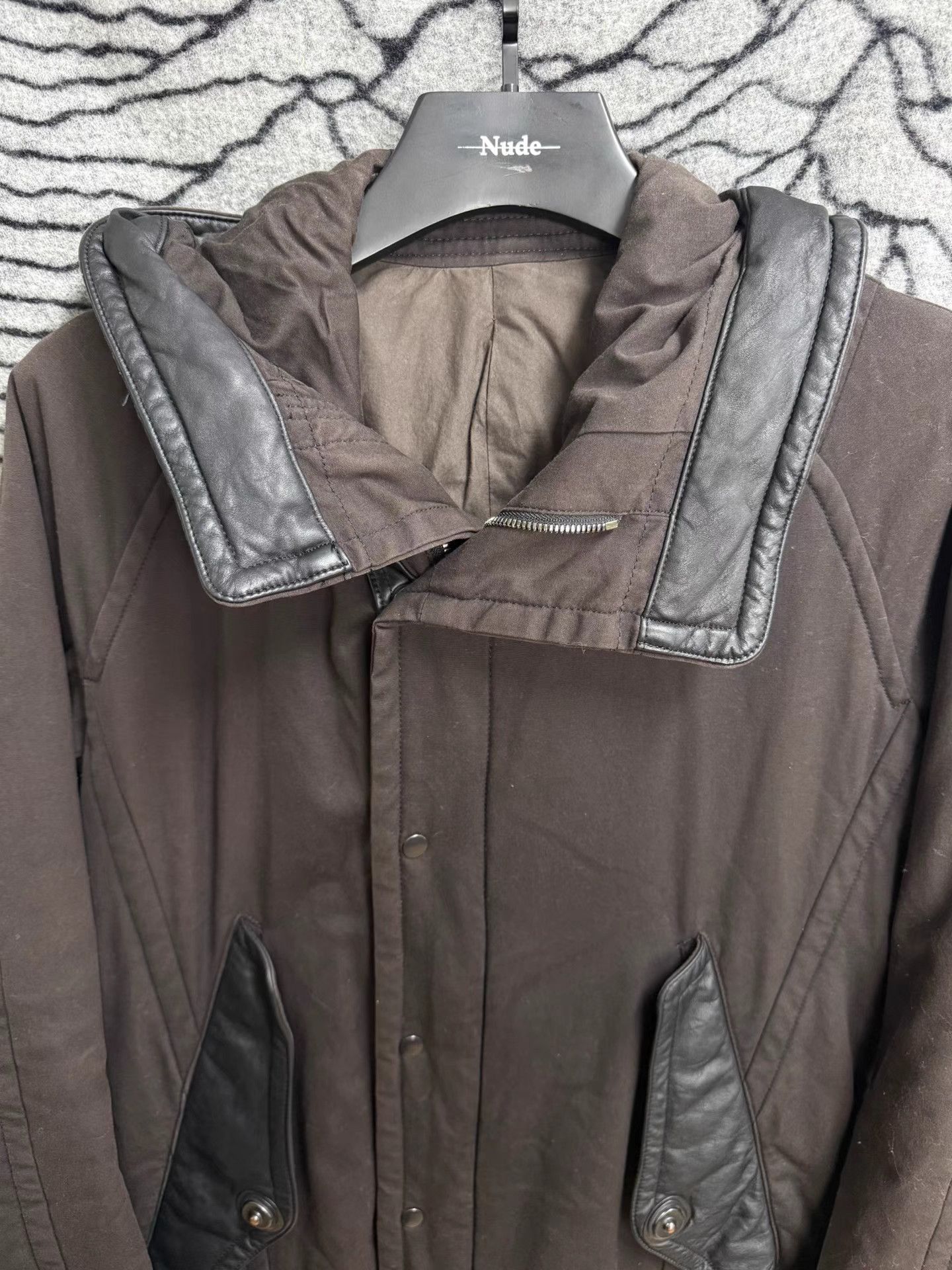 Julius Brown Long Hooded Coat with Leather Pockets - S Size US S / EU 44-46 / 1 - 3 Thumbnail