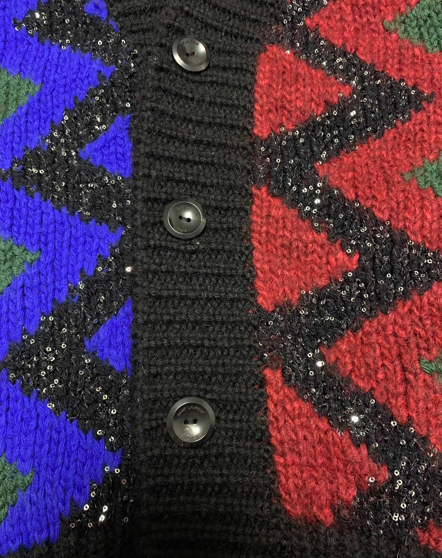 Saint Laurent Paris Multi Colored Geometric Pattern Knit Cardigan Size US M / EU 48-50 / 2 - 5 Thumbnail