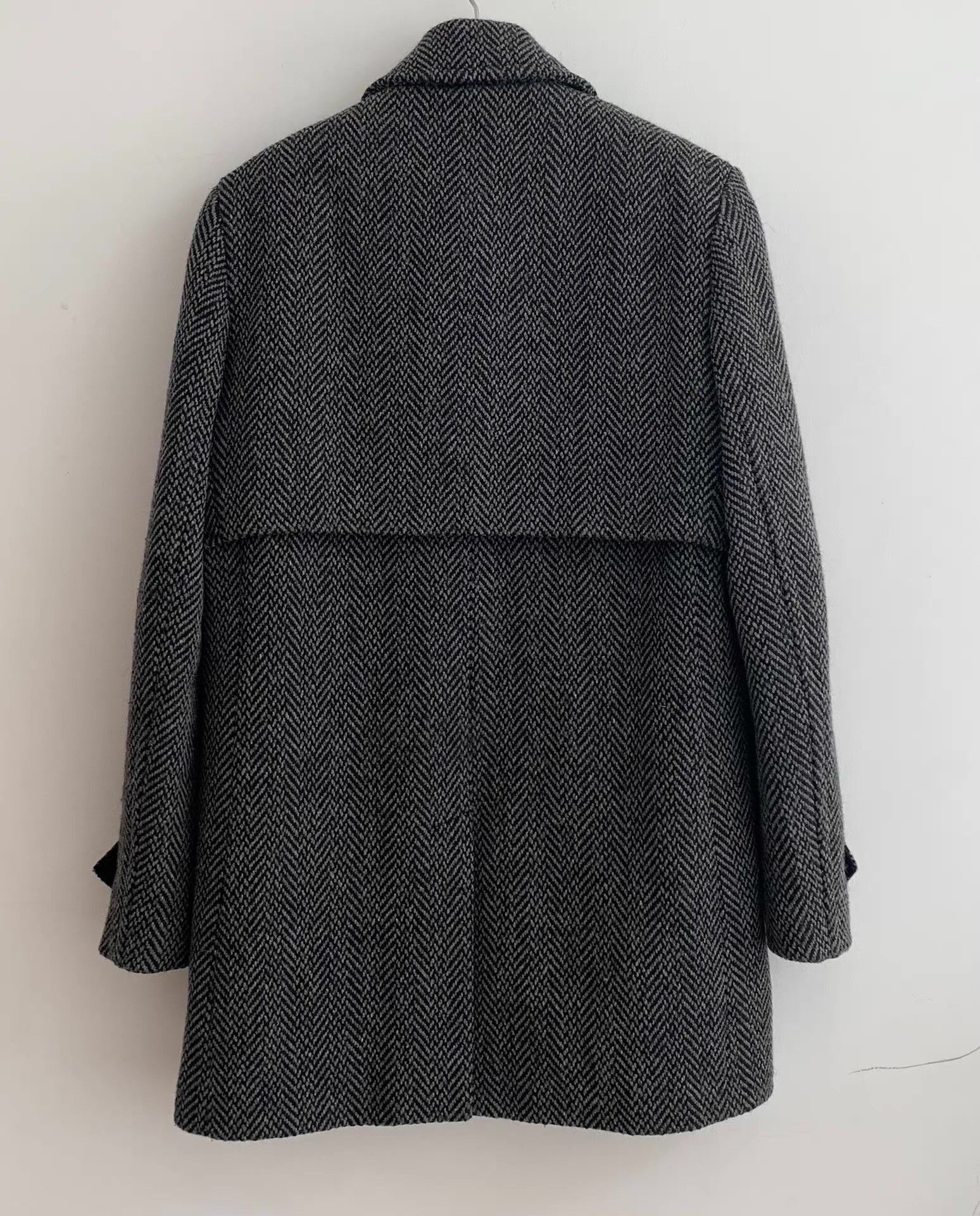 Saint Laurent Paris Gray Herringbone Long Coat Size L Size US L / EU 52-54 / 3 - 7 Thumbnail