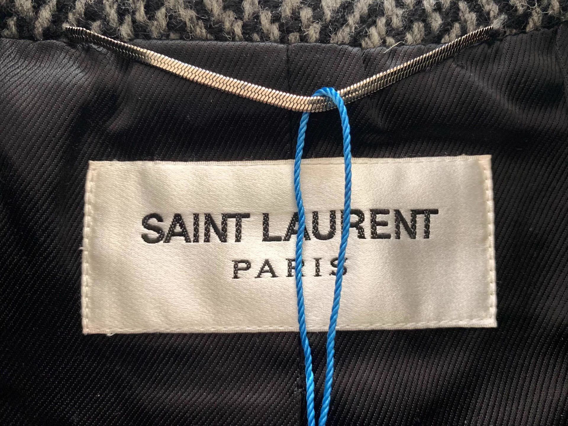 Saint Laurent Paris Gray Herringbone Long Coat Size L Size US L / EU 52-54 / 3 - 6 Thumbnail