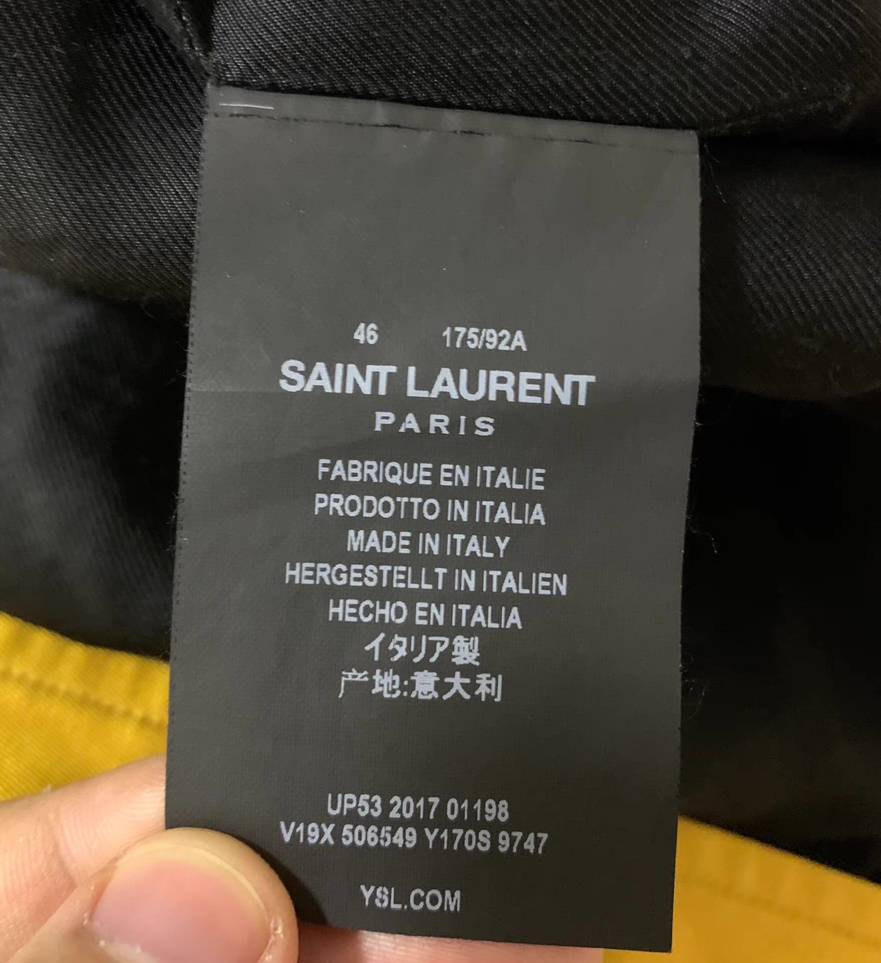 Saint Laurent Paris Gold Bomber Jacket with Contrast Trim - Size M Size US M / EU 48-50 / 2 - 3 Thumbnail