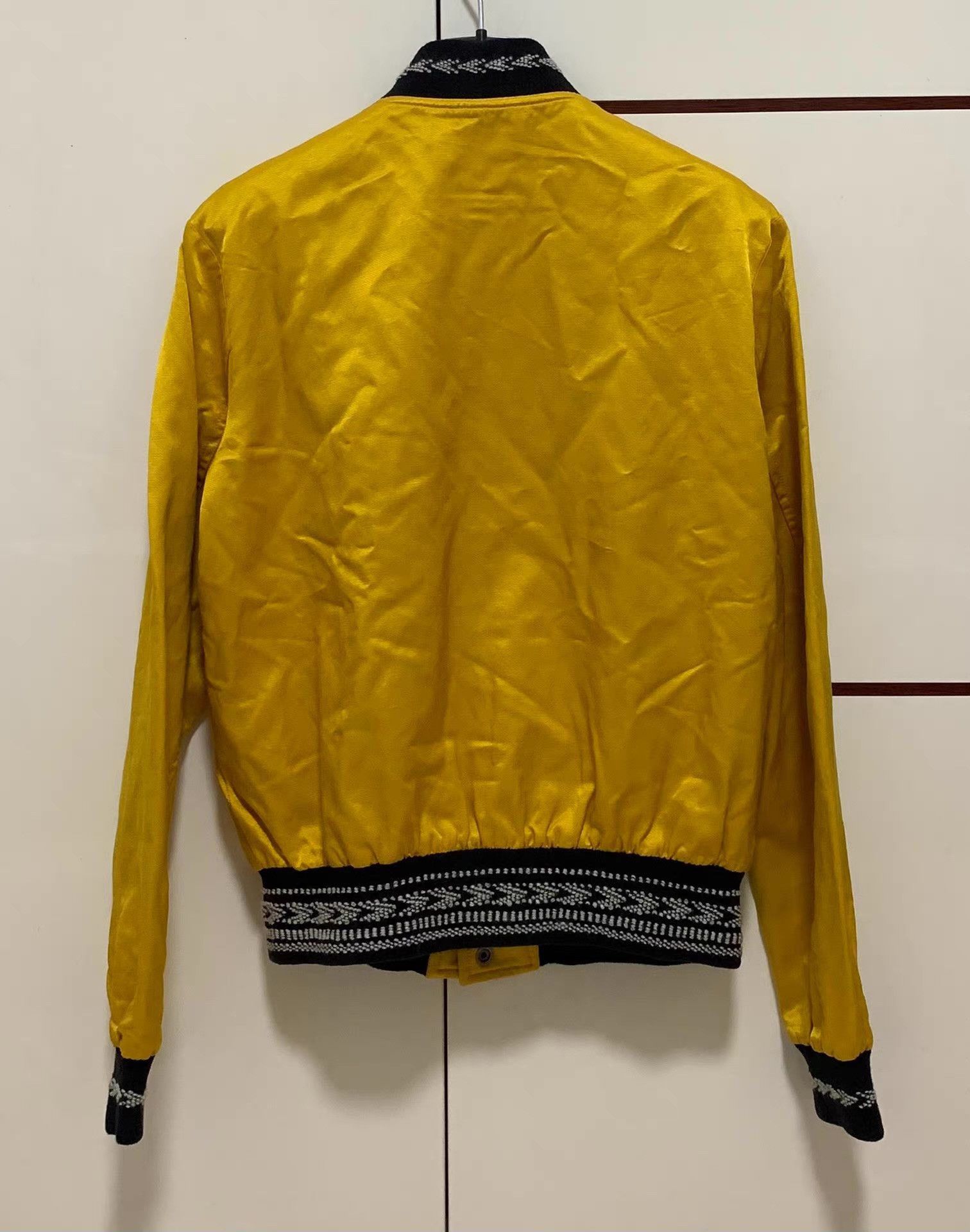 Saint Laurent Paris Gold Bomber Jacket with Contrast Trim - Size M Size US M / EU 48-50 / 2 - 2 Thumbnail
