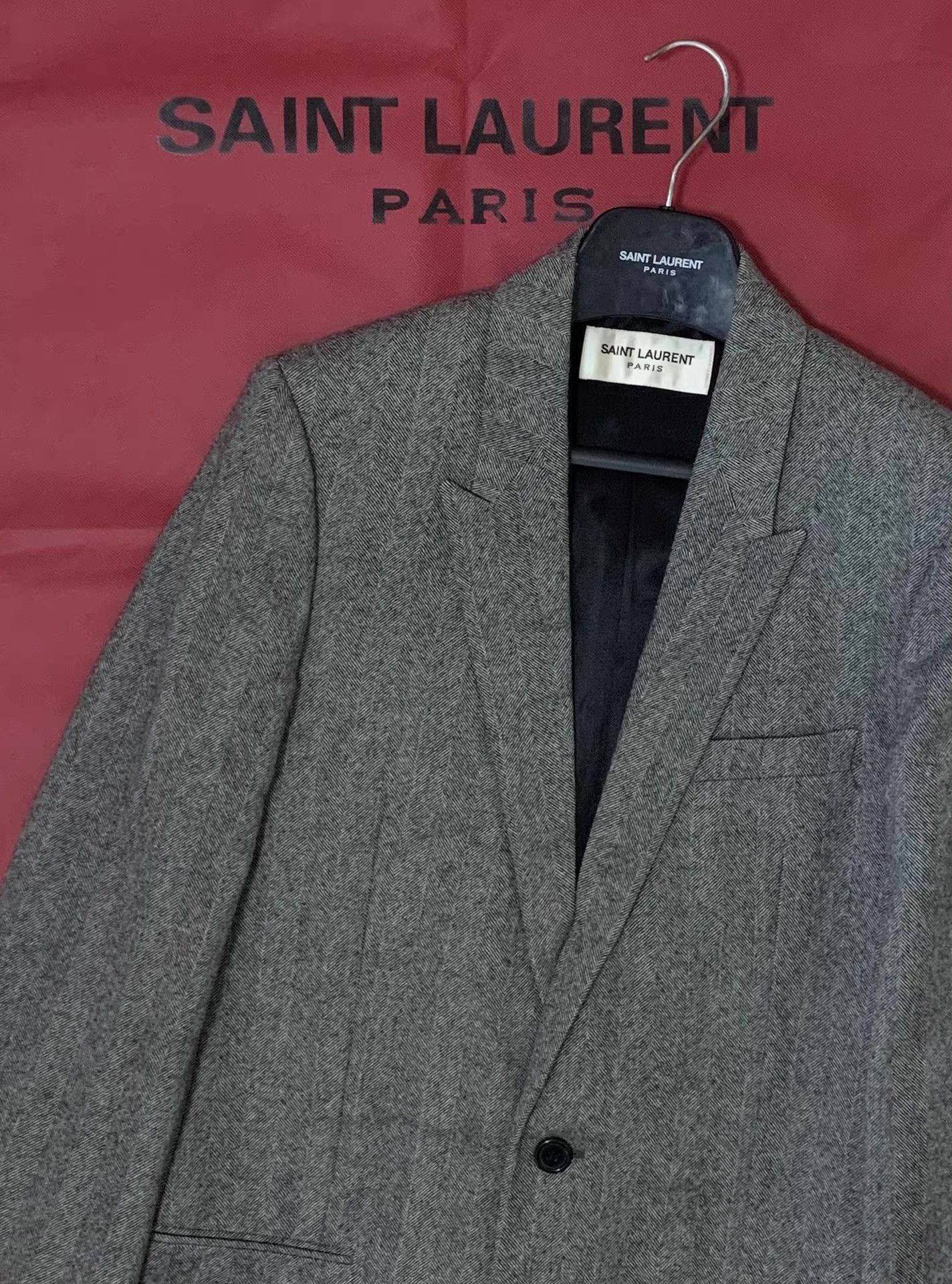 Saint Laurent Paris Gray Long Wool Blend Coat - Size L Size US L / EU 52-54 / 3 - 5 Thumbnail
