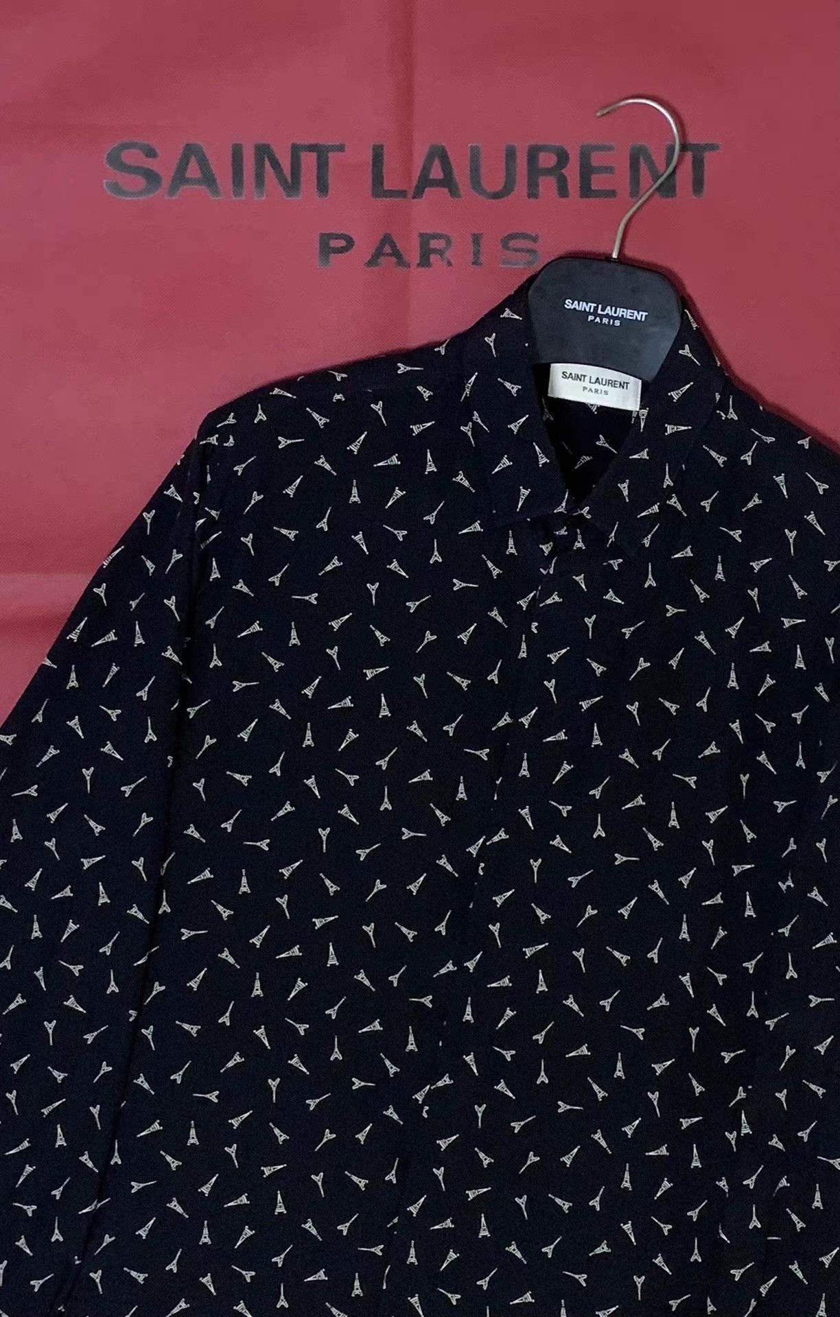 Saint Laurent Paris Black Eiffel Tower Print Long Sleeve Button-Up Size US XXL / EU 58 / 5 - 3 Thumbnail