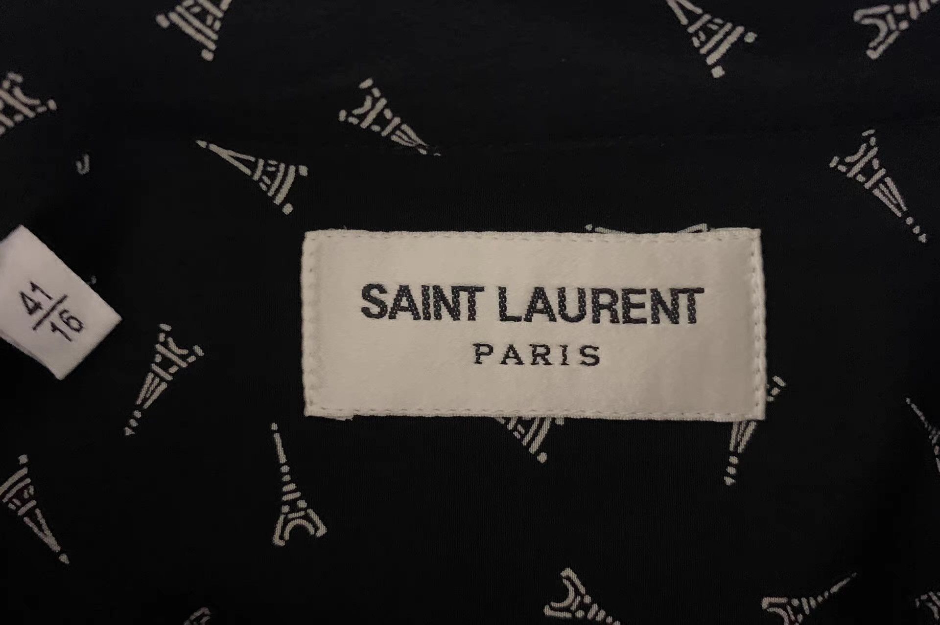 Saint Laurent Paris Black Eiffel Tower Print Long Sleeve Button-Up Size US XXL / EU 58 / 5 - 7 Thumbnail