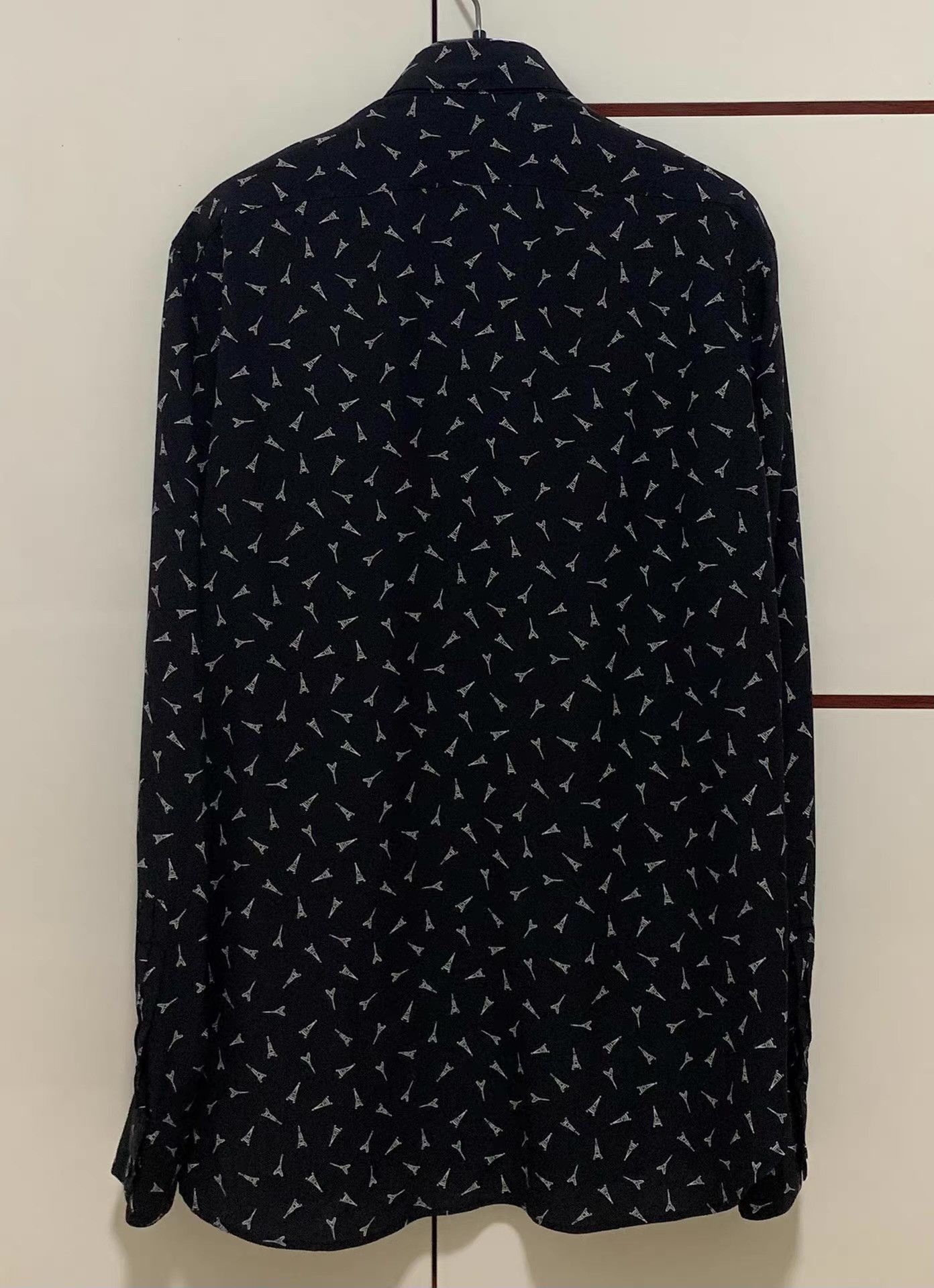 Saint Laurent Paris Black Eiffel Tower Print Long Sleeve Button-Up Size US XXL / EU 58 / 5 - 2 Thumbnail