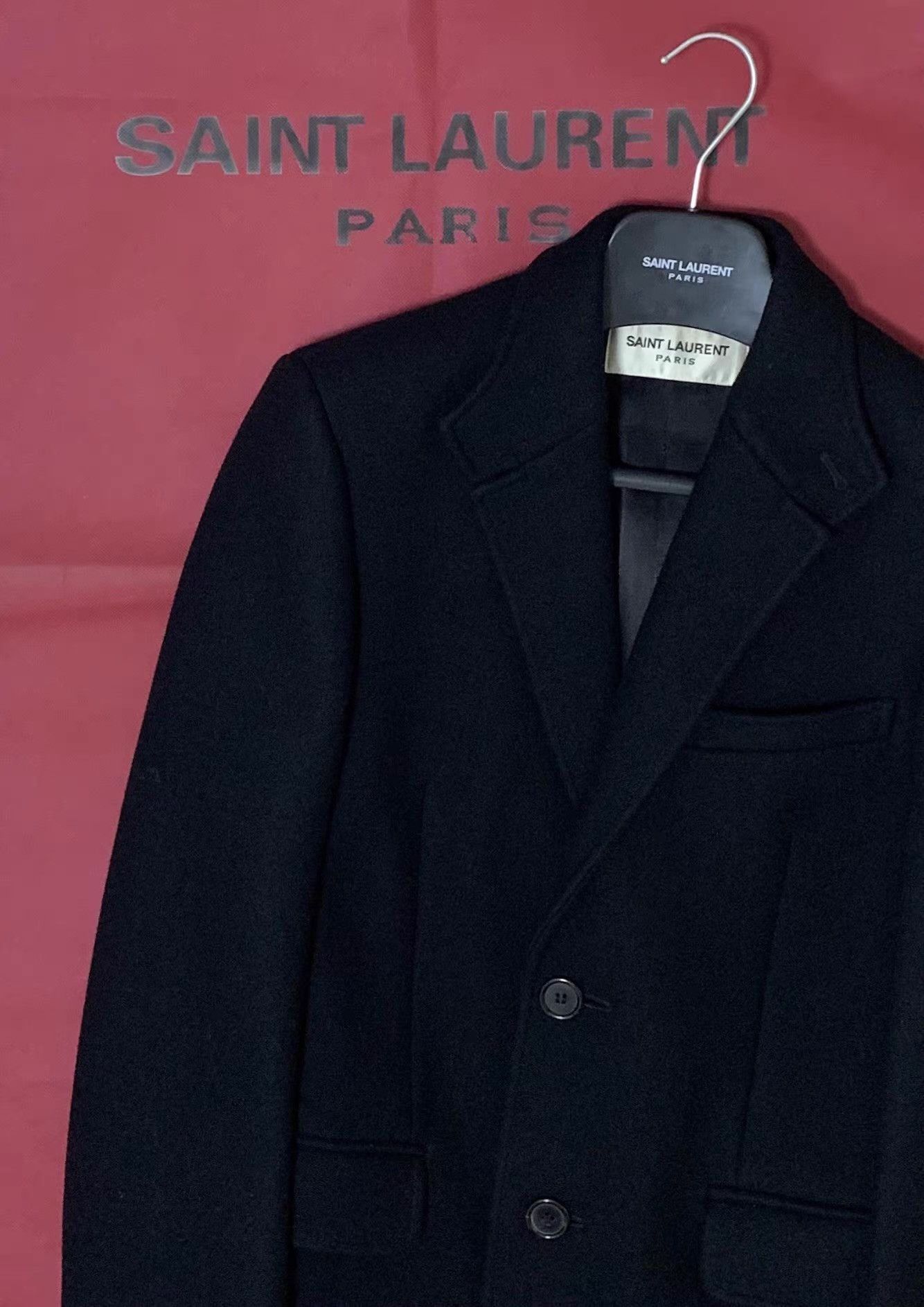 Saint Laurent Paris Black Long Wool Blend Coat - Size S Size US S / EU 44-46 / 1 - 3 Thumbnail