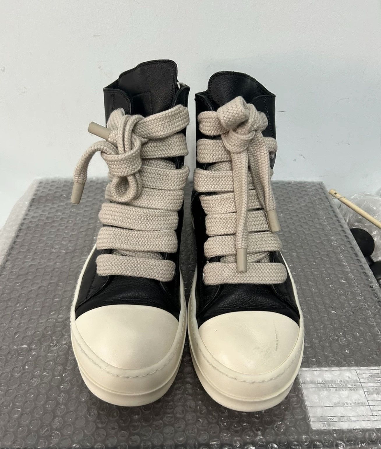 Rick Owens Black High-Top Sneakers with Thick White Sole Size US 10 / EU 43 - 5 Thumbnail