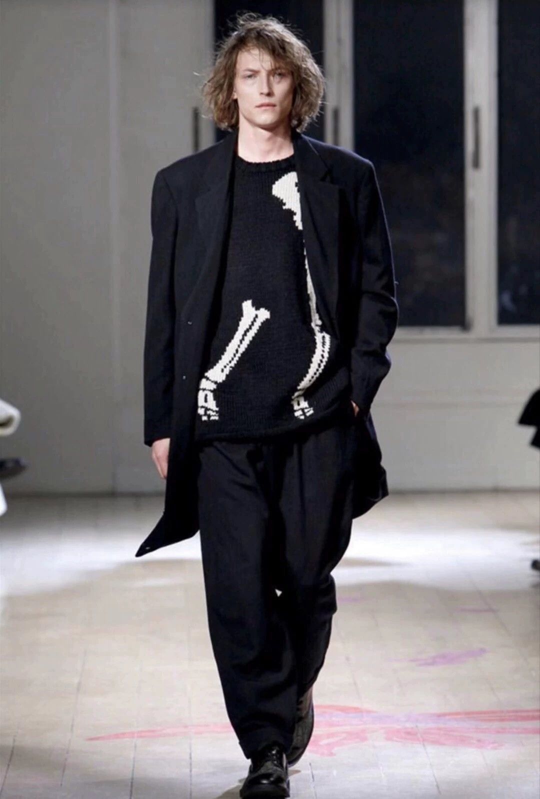 Yohji Yamamoto Black Bone Pattern Long Sleeve Sweater Size US M / EU 48-50 / 2 - 5 Thumbnail