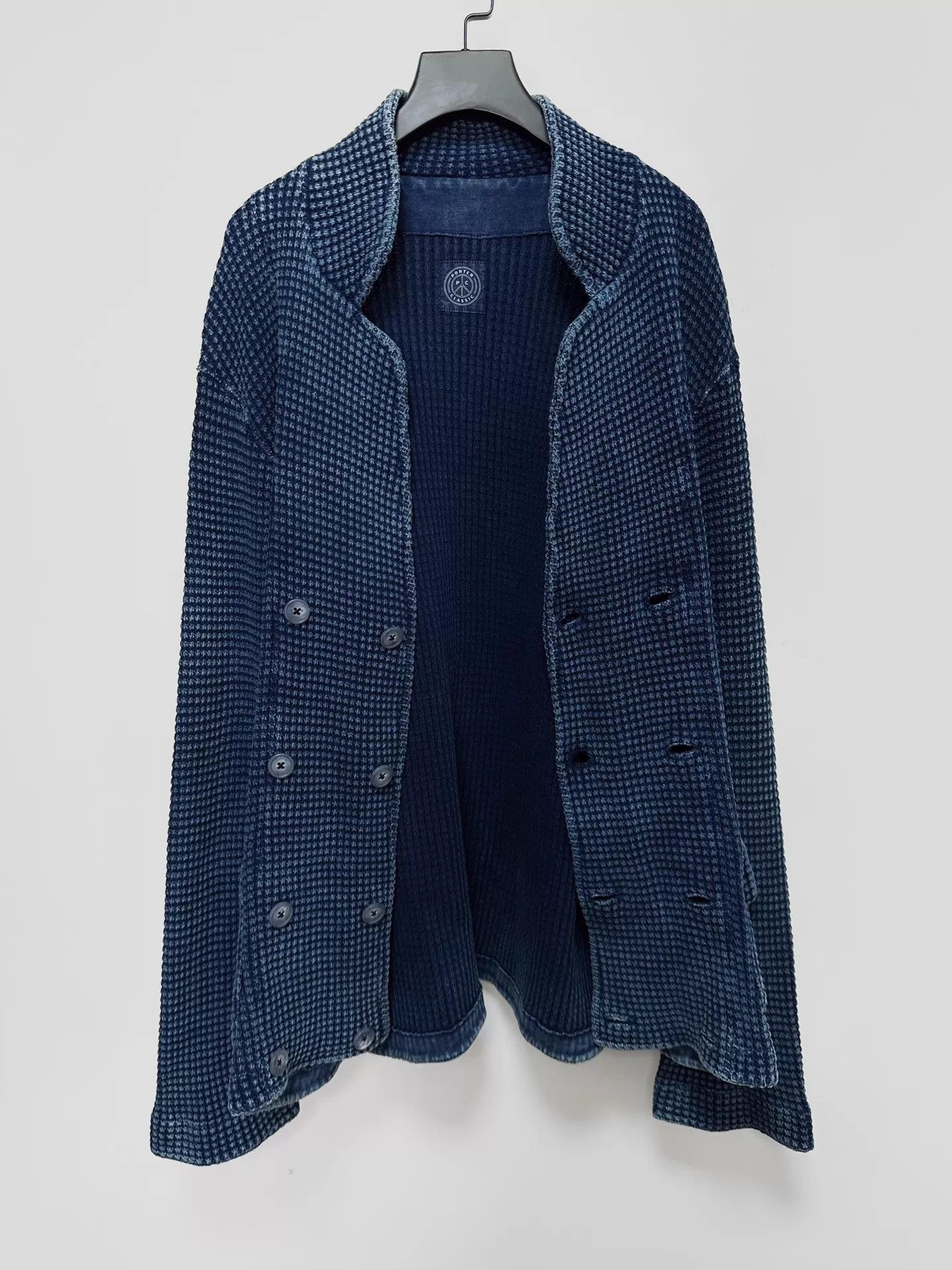 Porter Classic Blue Textured Double-Breasted Light Jacket XL Size US XL / EU 56 / 4 - 2 Thumbnail