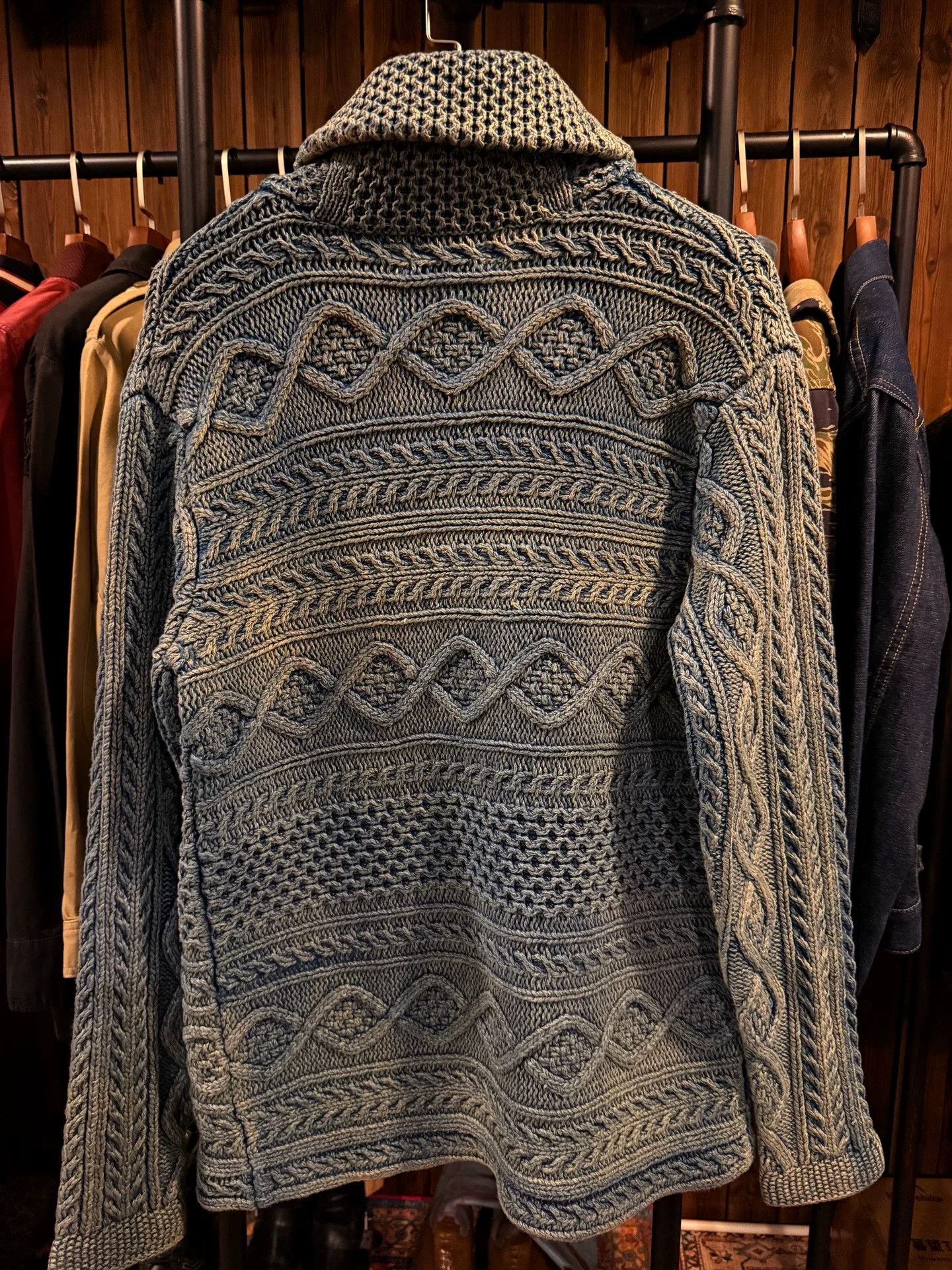 RRL Ralph Lauren RRL Blue Dyed Knit Sweater Coat Size US XS / EU 42 / 0 - 2 Thumbnail