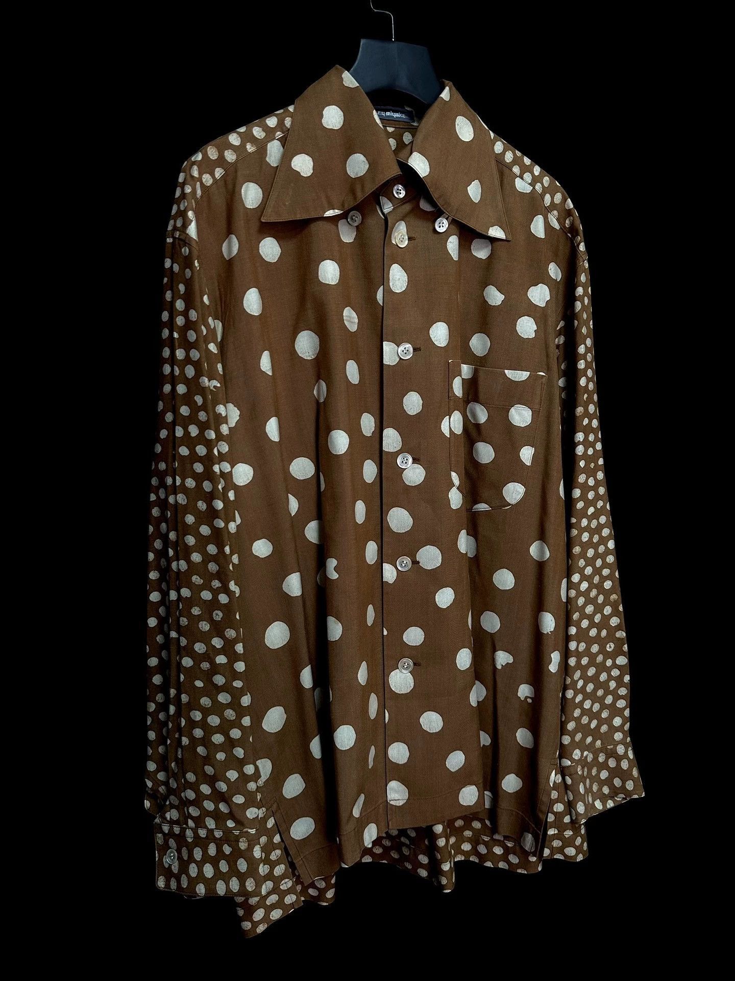 Issey Miyake Brown Polka Dot Long Sleeve Button-Up Shirt Size US L / EU 52-54 / 3 - 3 Thumbnail