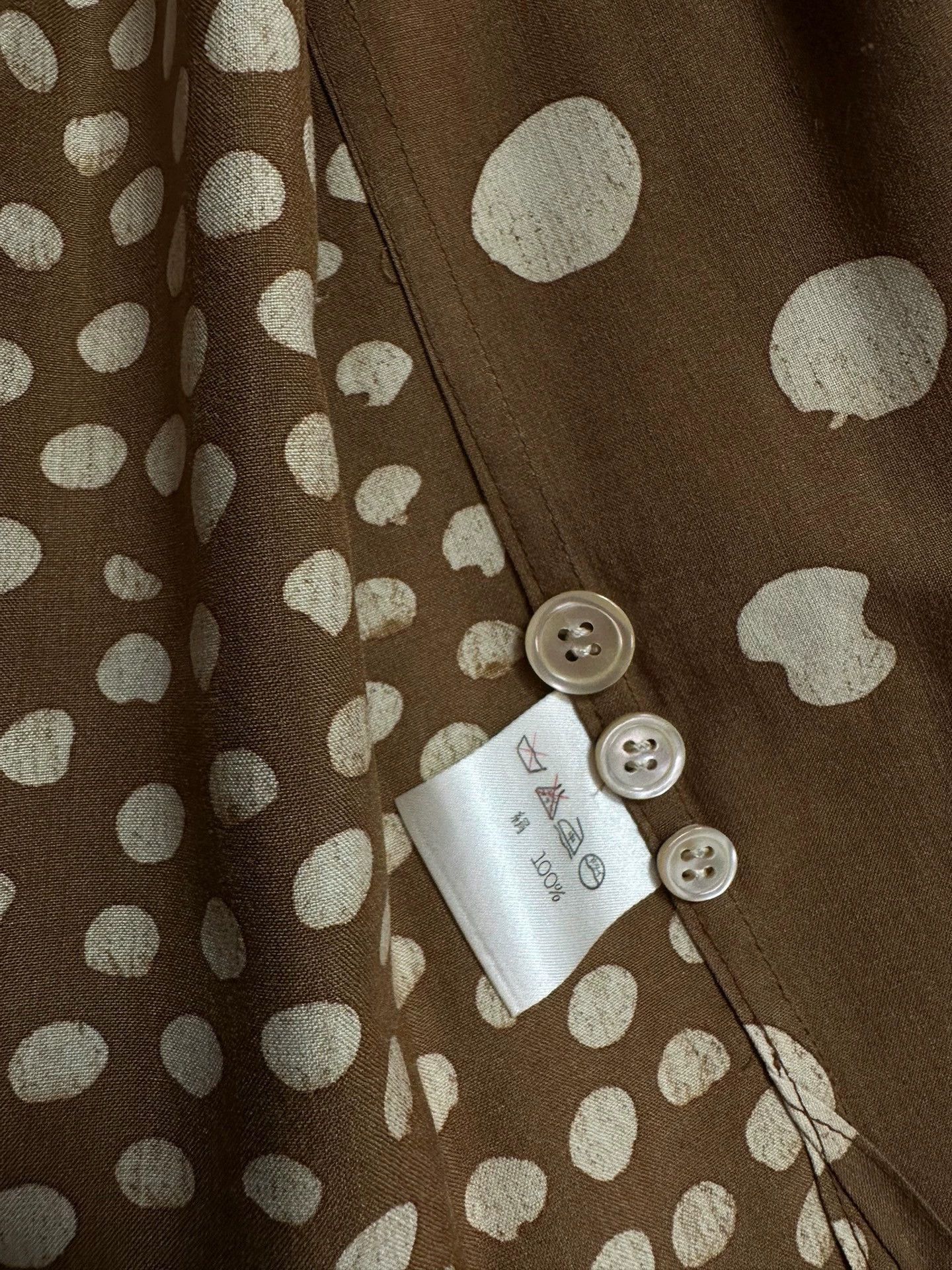 Issey Miyake Brown Polka Dot Long Sleeve Button-Up Shirt Size US L / EU 52-54 / 3 - 7 Thumbnail