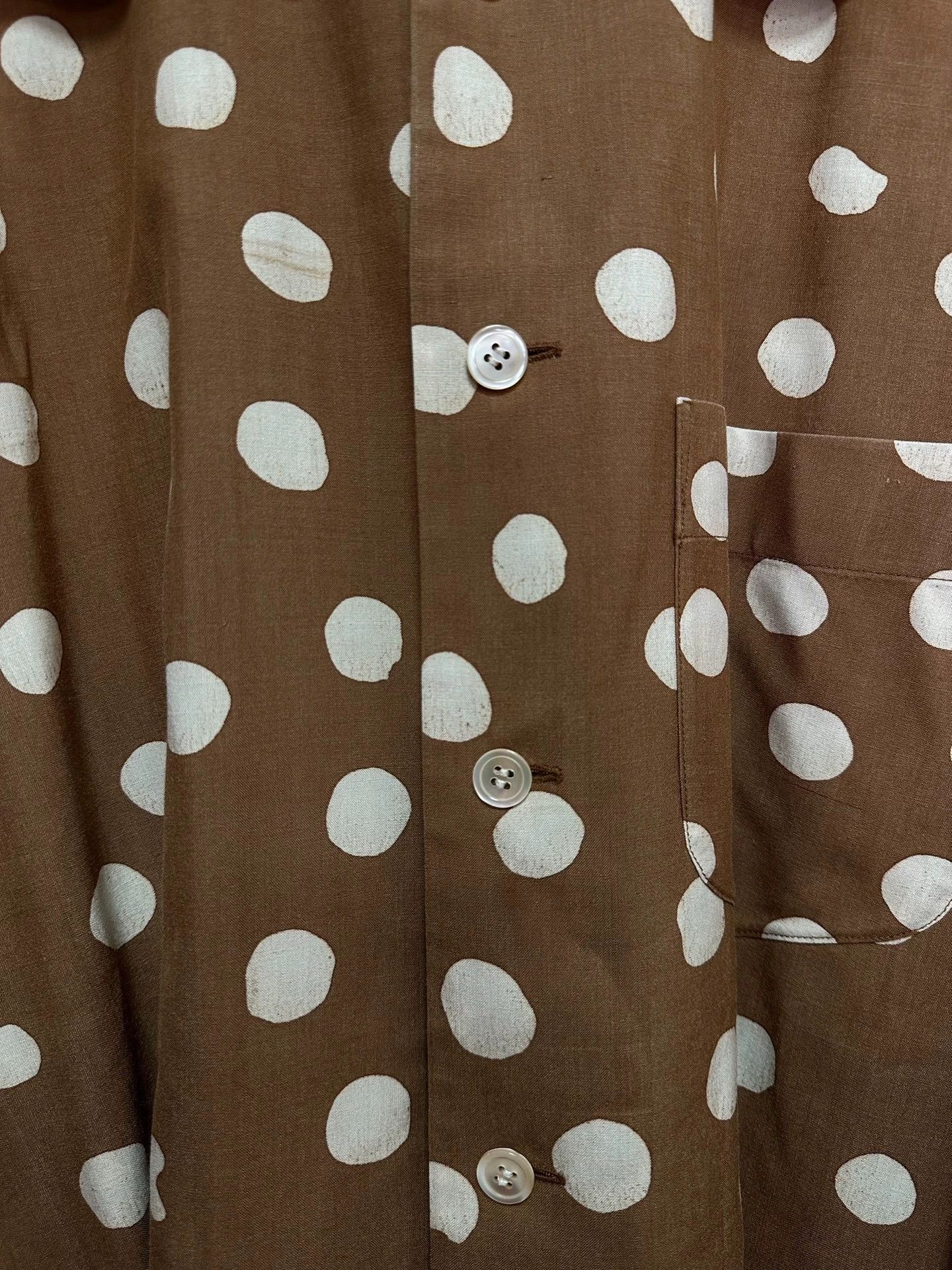Issey Miyake Brown Polka Dot Long Sleeve Button-Up Shirt Size US L / EU 52-54 / 3 - 5 Thumbnail
