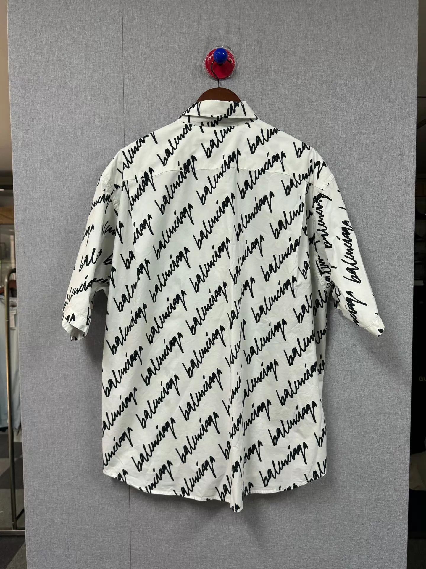 Balenciaga Short Sleeve Script Print Button-Up Shirt Size US M / EU 48-50 / 2 - 2 Thumbnail