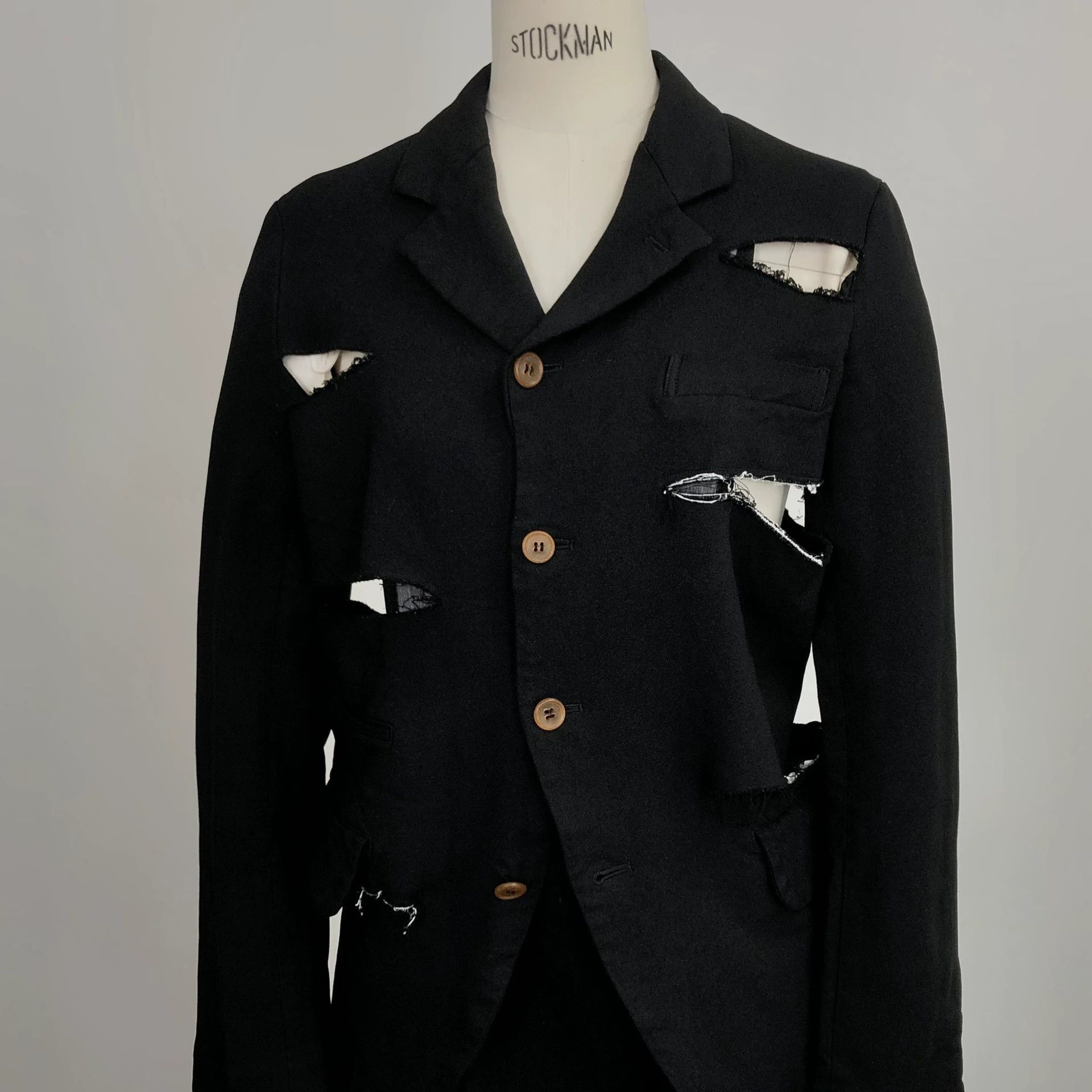 Comme des Garcons Black Distressed Button-Front Jacket XS Size US XS / EU 42 / 0 - 2 Thumbnail