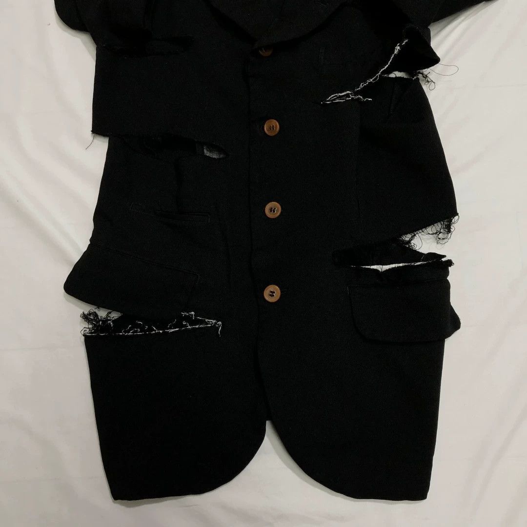 Comme des Garcons Black Distressed Button-Front Jacket XS Size US XS / EU 42 / 0 - 4 Thumbnail