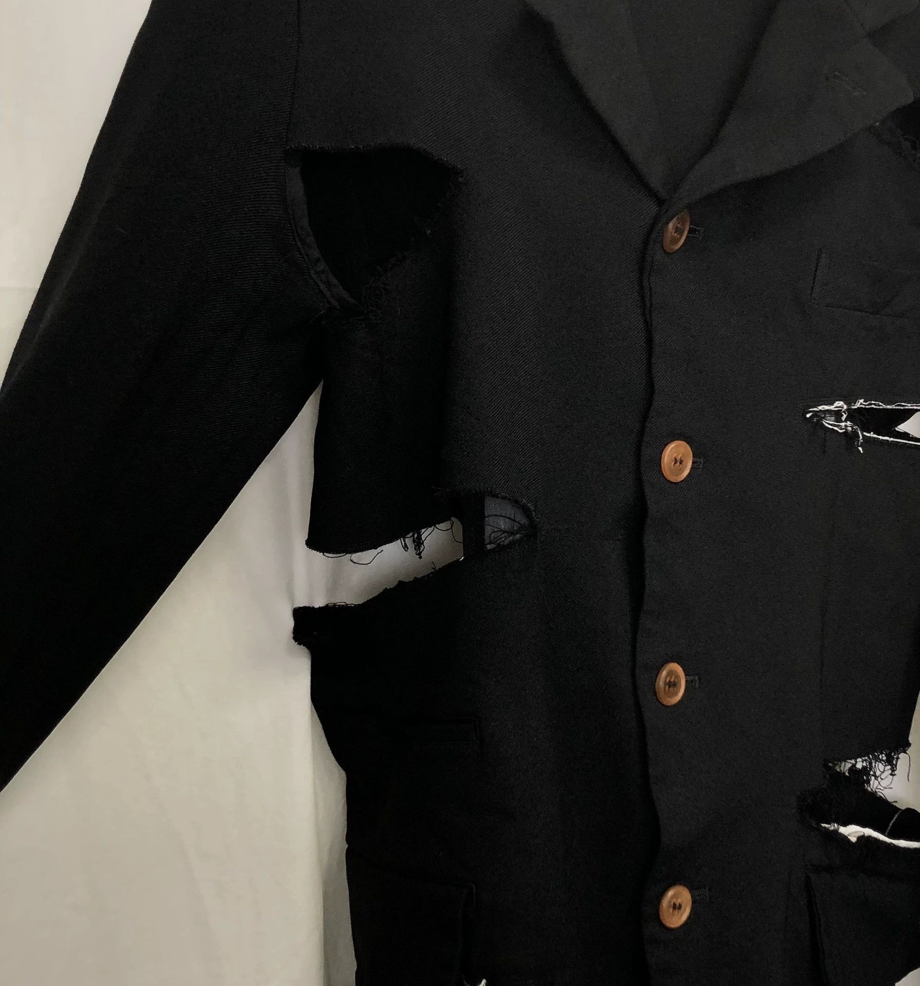Comme des Garcons Black Distressed Button-Front Jacket XS Size US XS / EU 42 / 0 - 5 Thumbnail