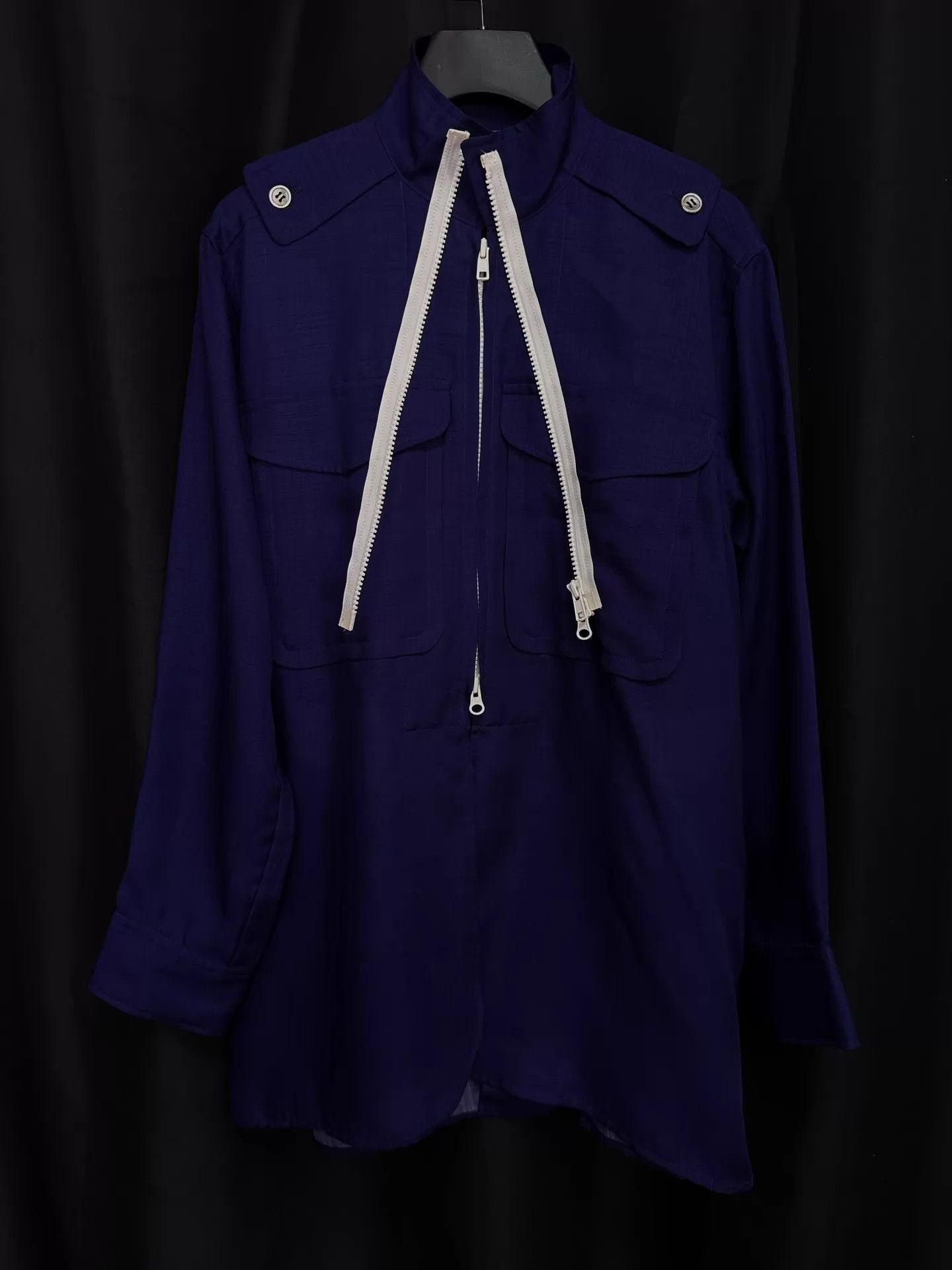 Yohji Yamamoto Blue Long Sleeve Shirt with White Wing Design Size US M / EU 48-50 / 2 - 2 Thumbnail