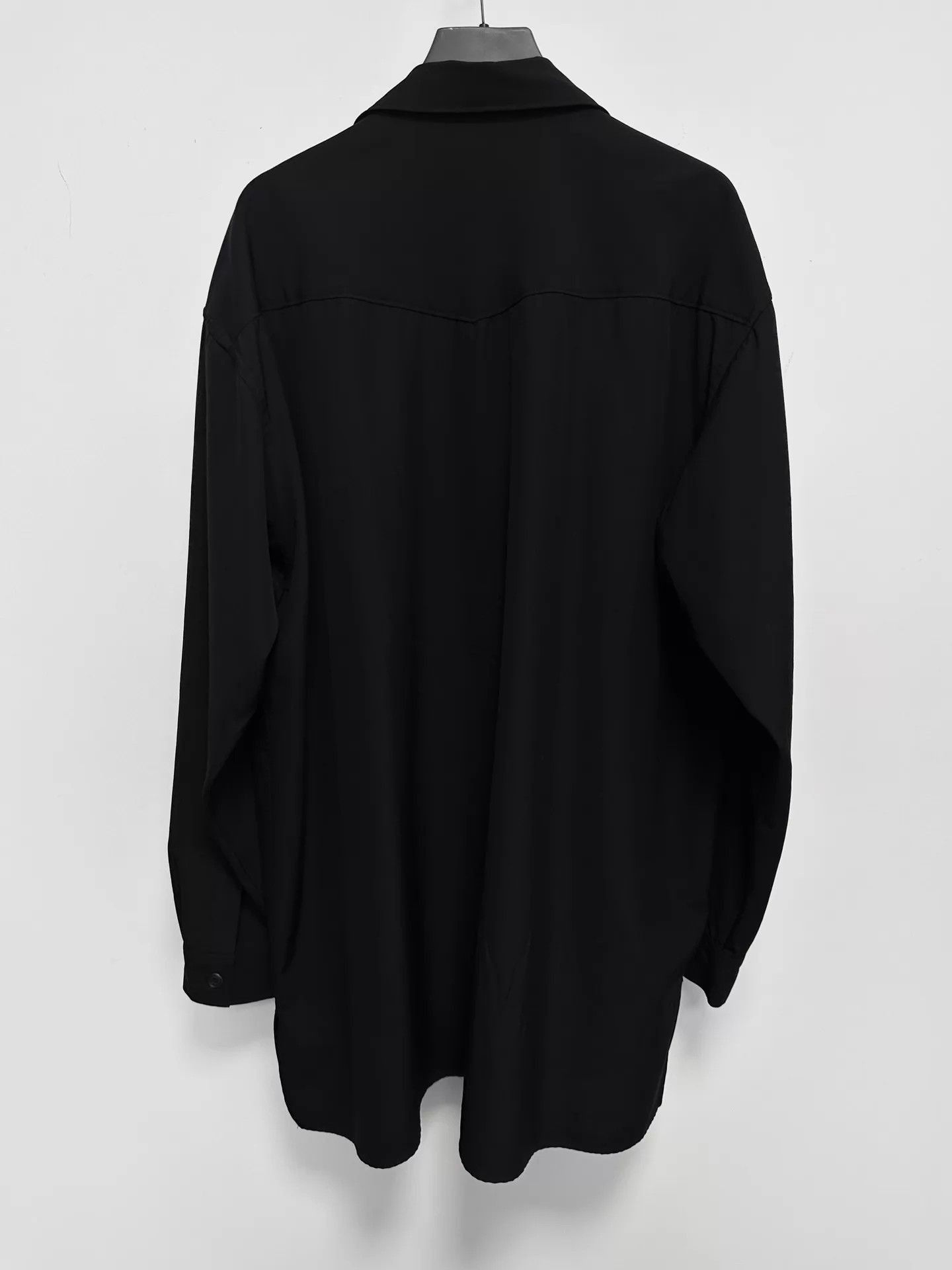 Yohji Yamamoto Black Long-Sleeve Zip-Front Shirt Size US M / EU 48-50 / 2 - 2 Thumbnail