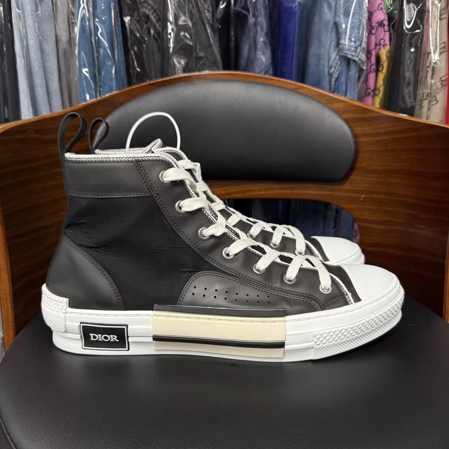 Dior Black High-Top Sneakers with White Accents Size US 9.5 / EU 42-43 - 4 Thumbnail