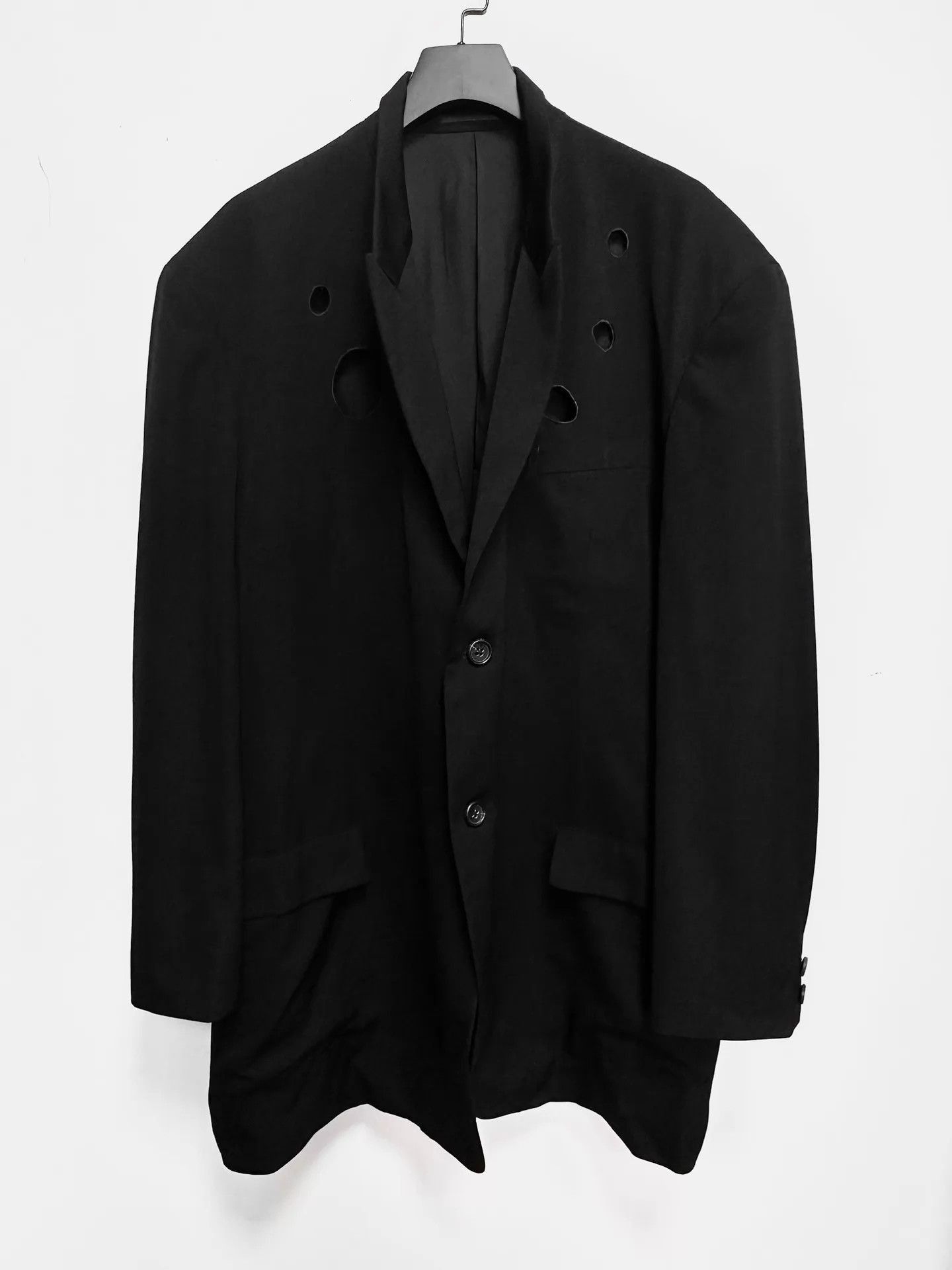 Yohji Yamamoto Black Cut-Out Detail Light Jacket Size US M / EU 48-50 / 2 - 2 Thumbnail